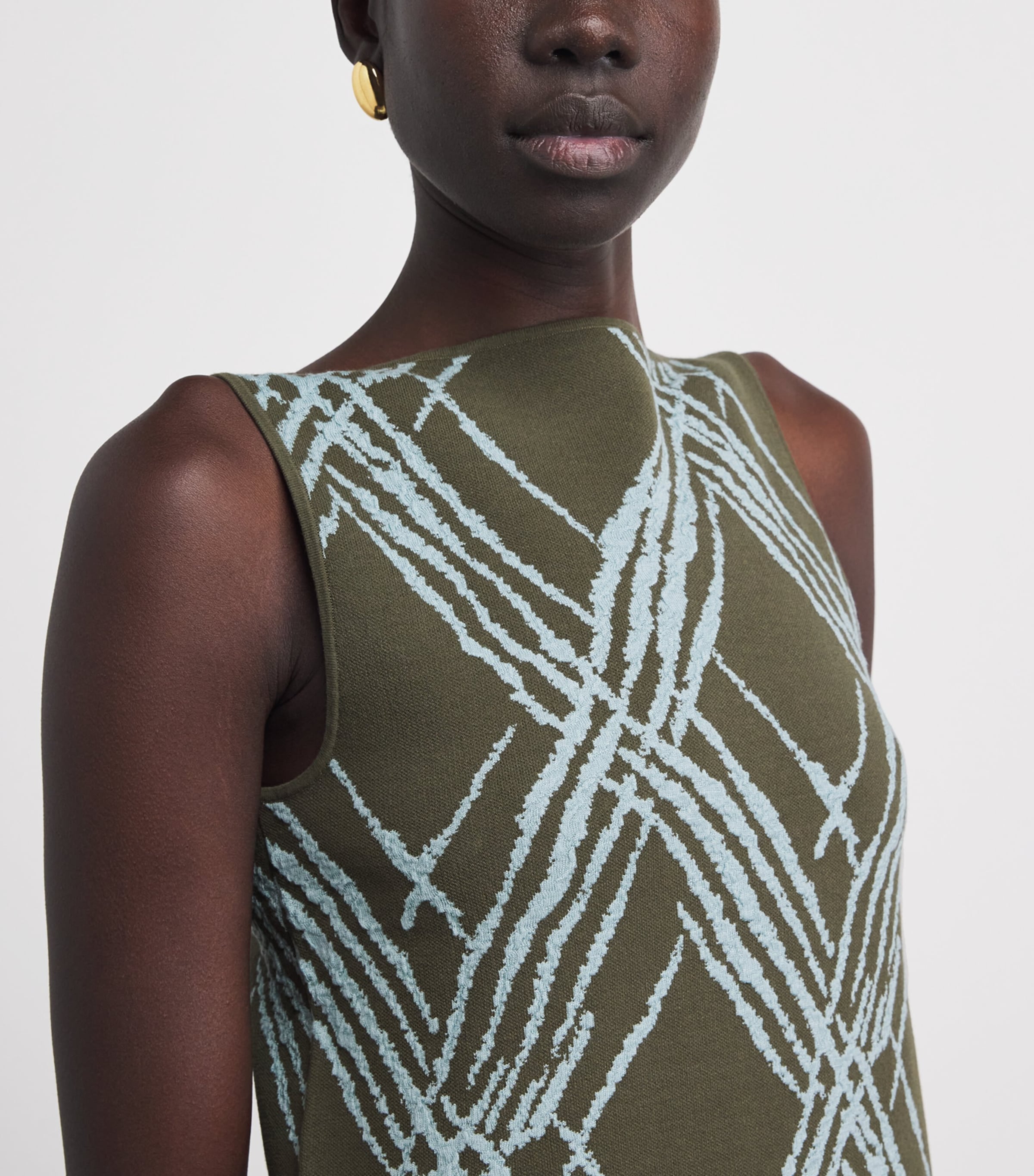 Joseph Womens Cotton-Blend Check Aouda Top Palm Leaf/chambray Image 3