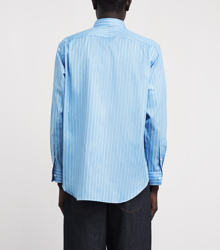 Auralee Mens Cotton-Silk Stripe Shirt Sax Blue Stripe Image 5