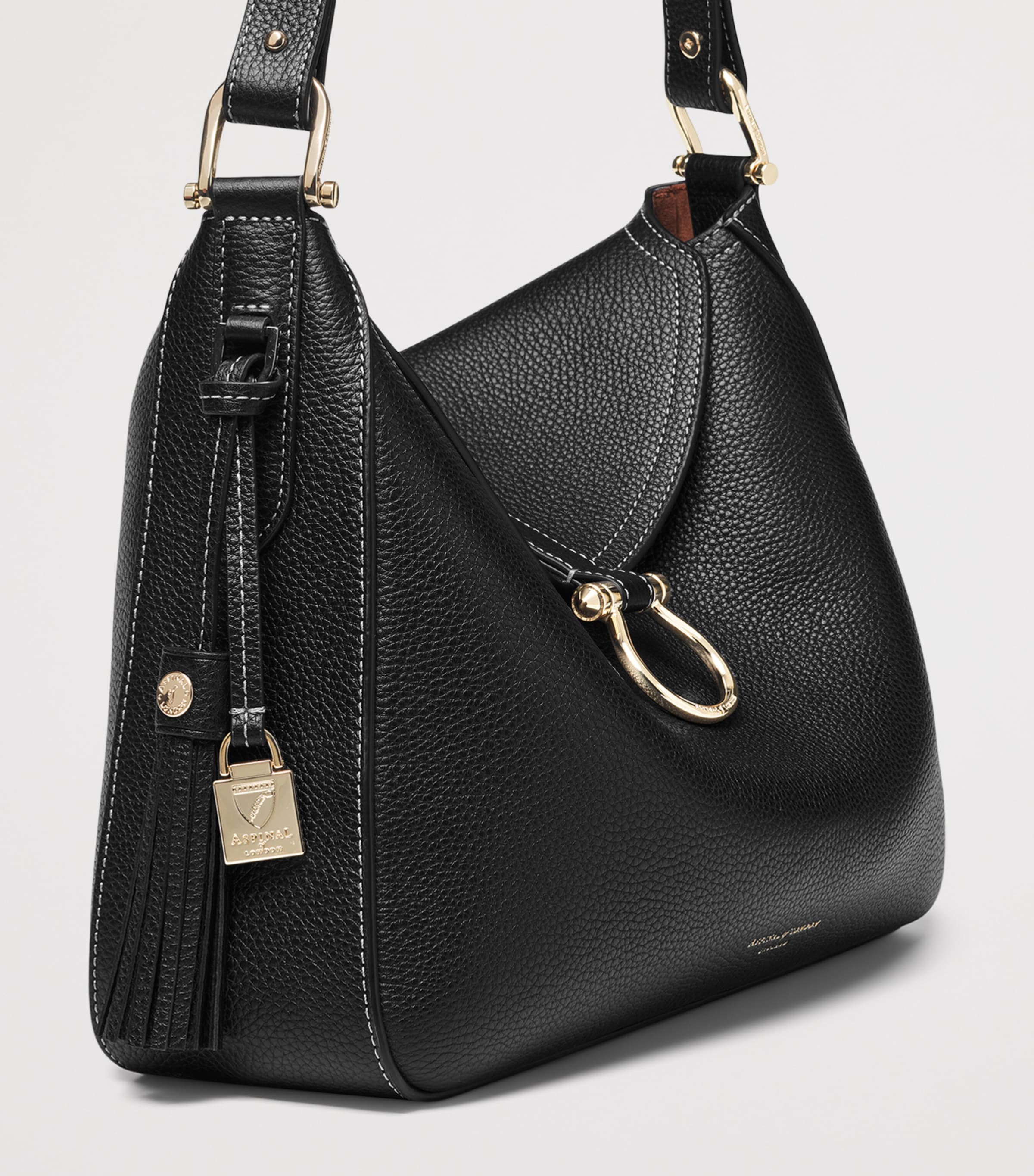 Aspinal Of London Grained Leather Ella Shoulder Bag Black Image 5