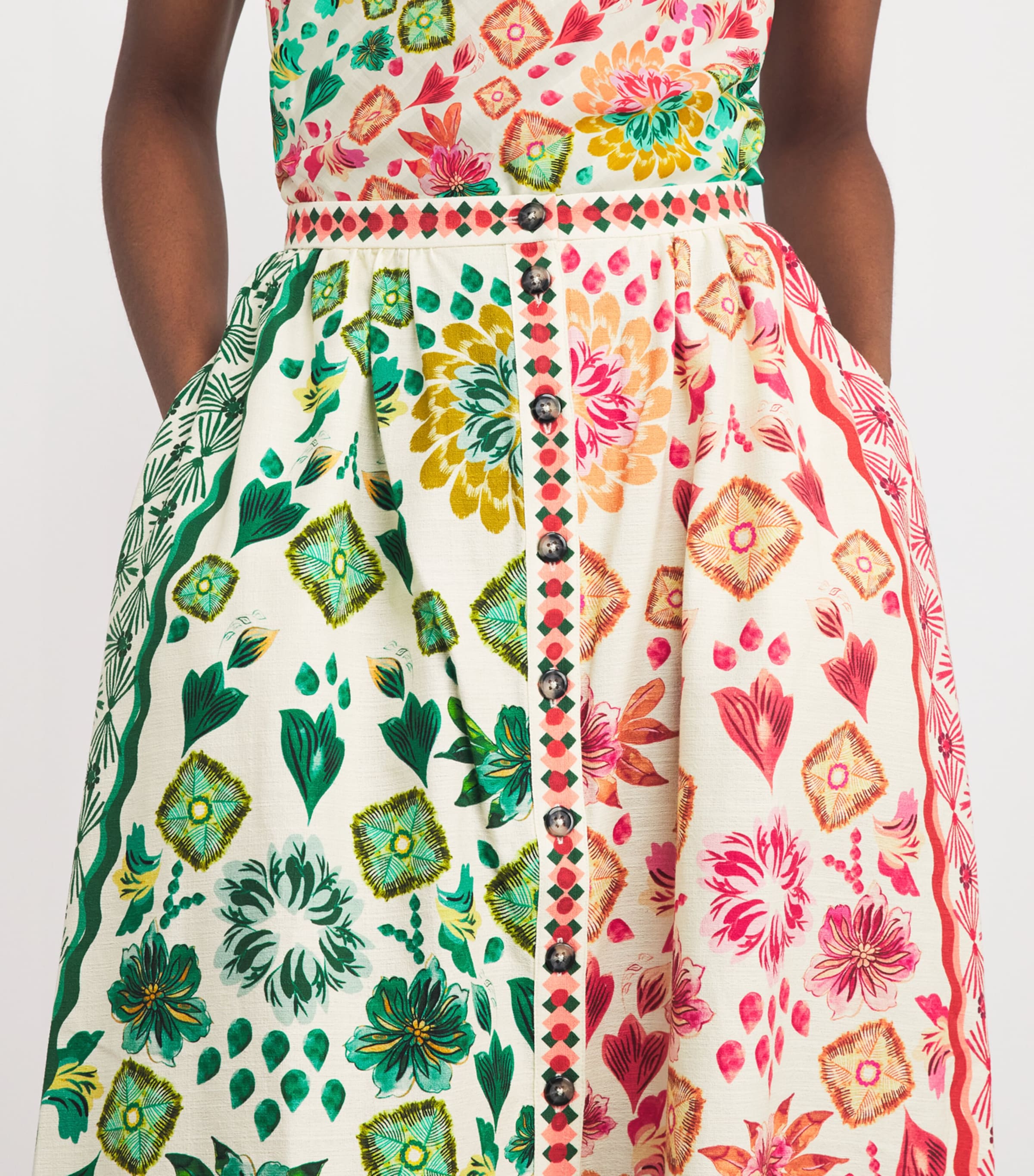 Saloni Womens Cotton Floral Judi B Maxi Skirt Sunrise Gm Plmt Image 3