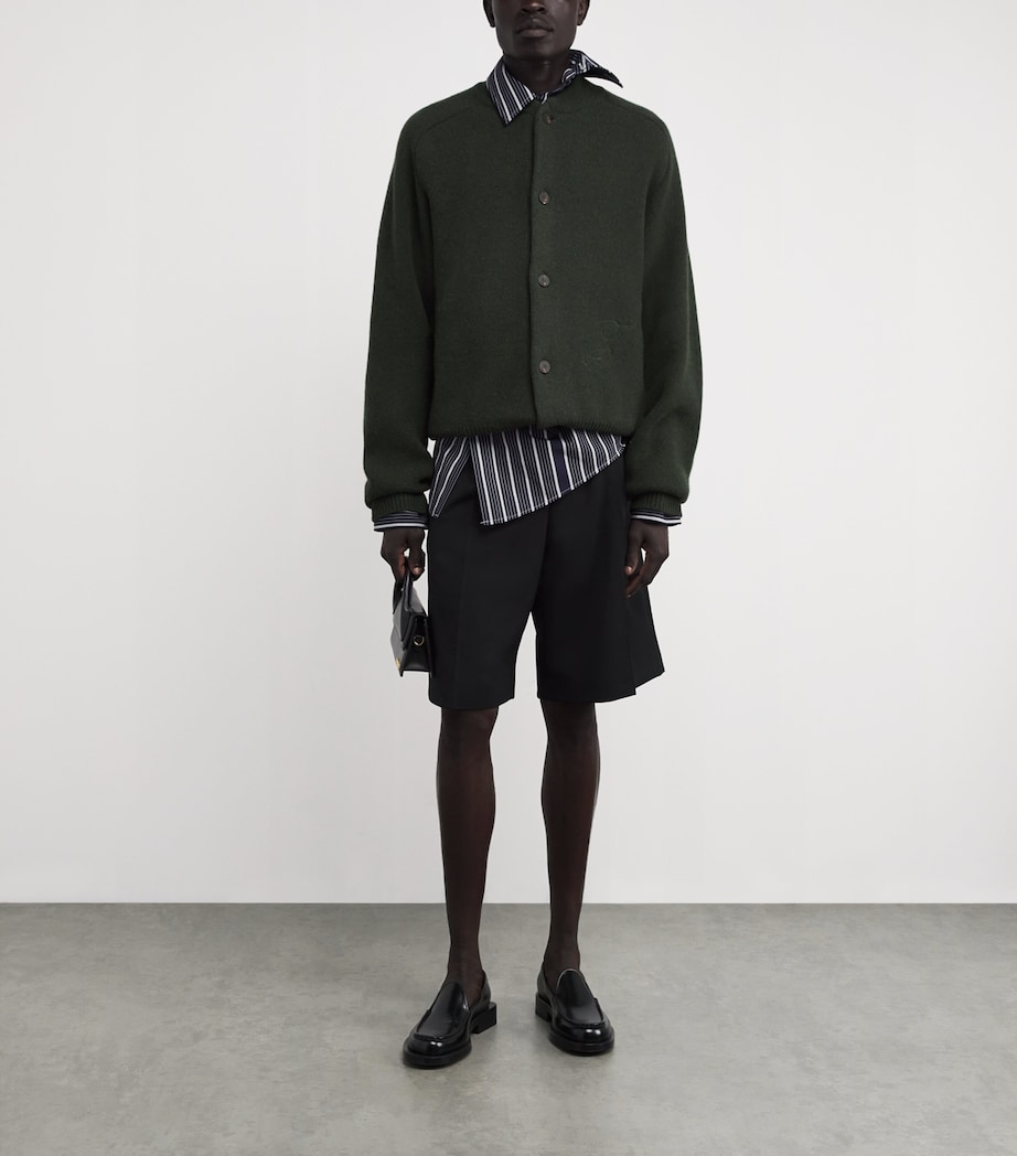 Stretch Wool-Cashmere Pallone Cardigan 580-DARK KHAKI Image 2