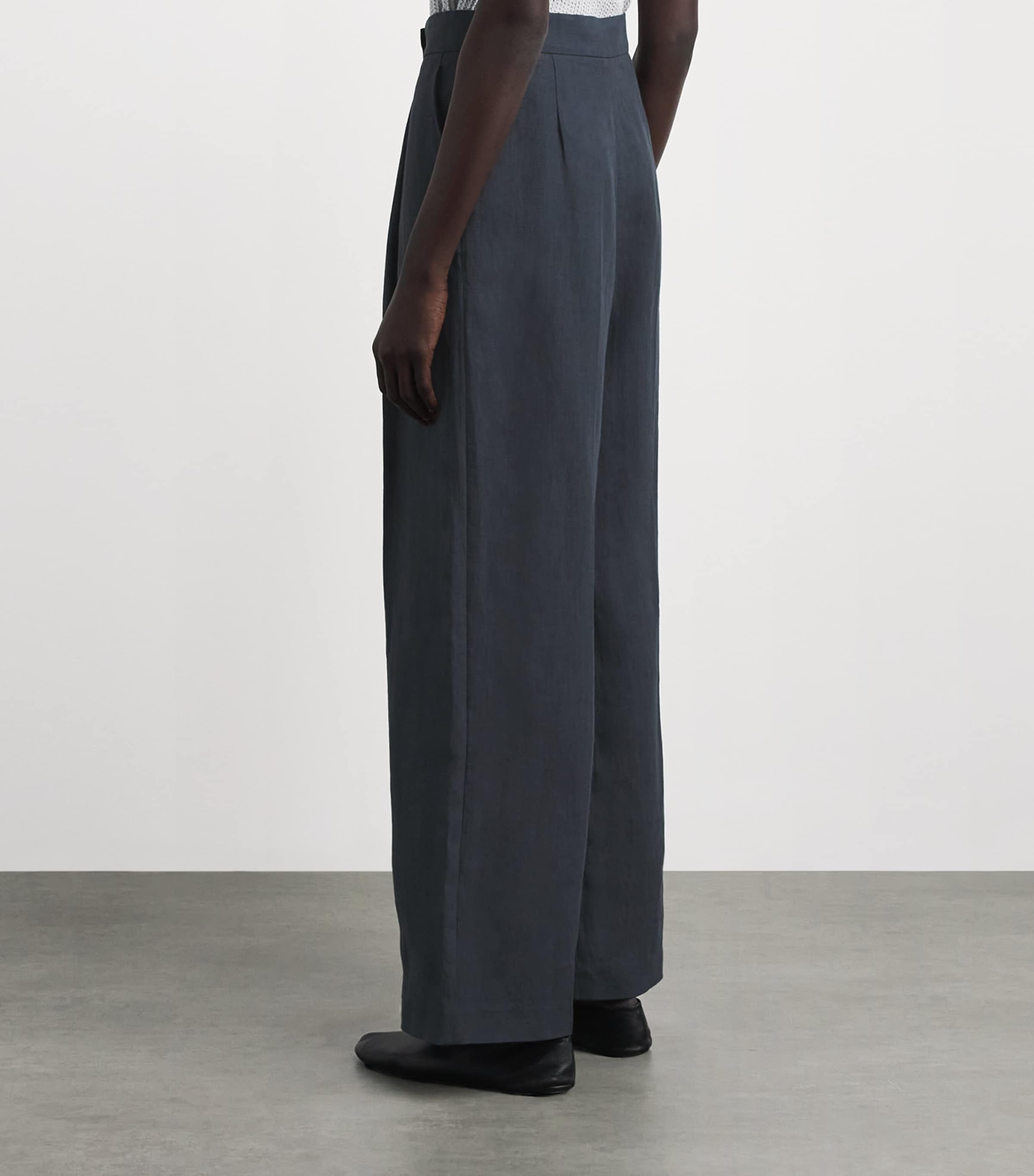 Eleventy Womens Linen Tailored Trousers Blu Nuovo Image 5