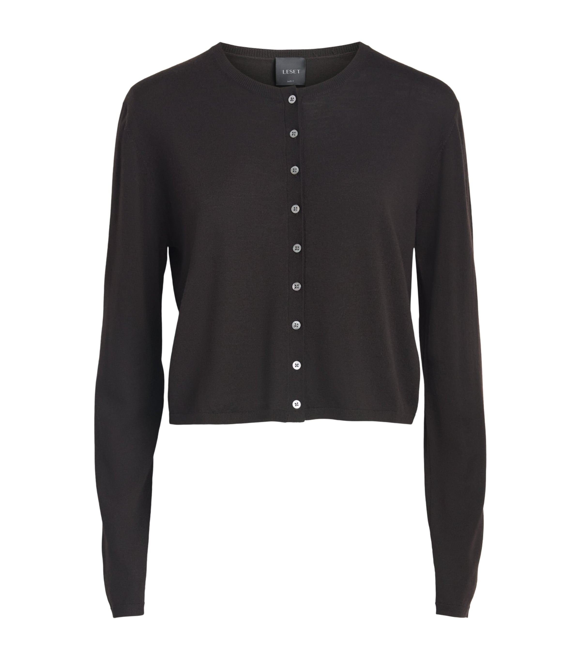 Leset Merino Wool James Cardigan In Brown
