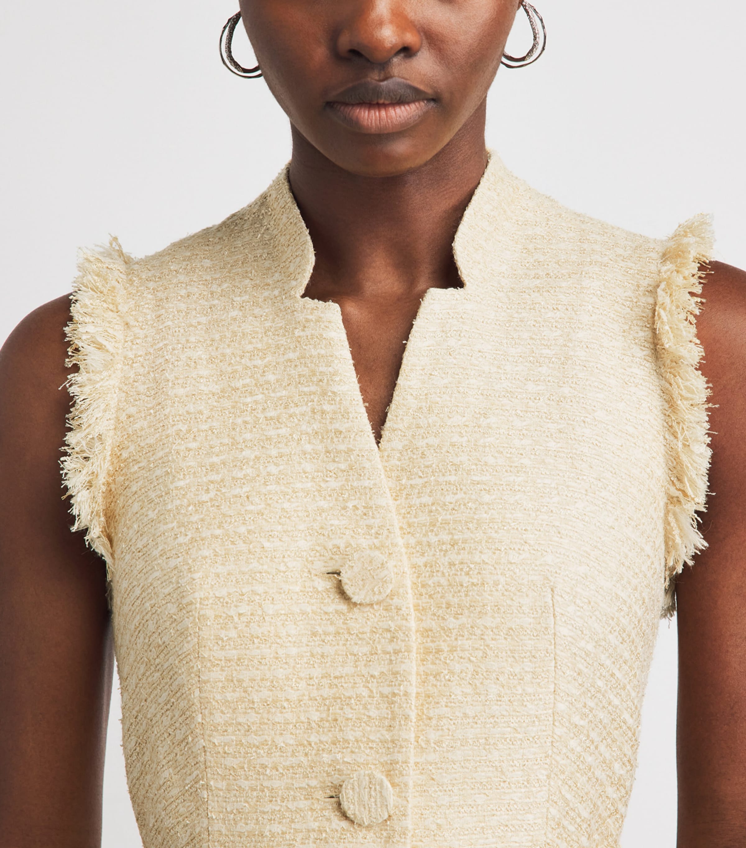 Huishan Zhang Womens Tweed Corinthe Midi Dress Pale Yellow Image 5
