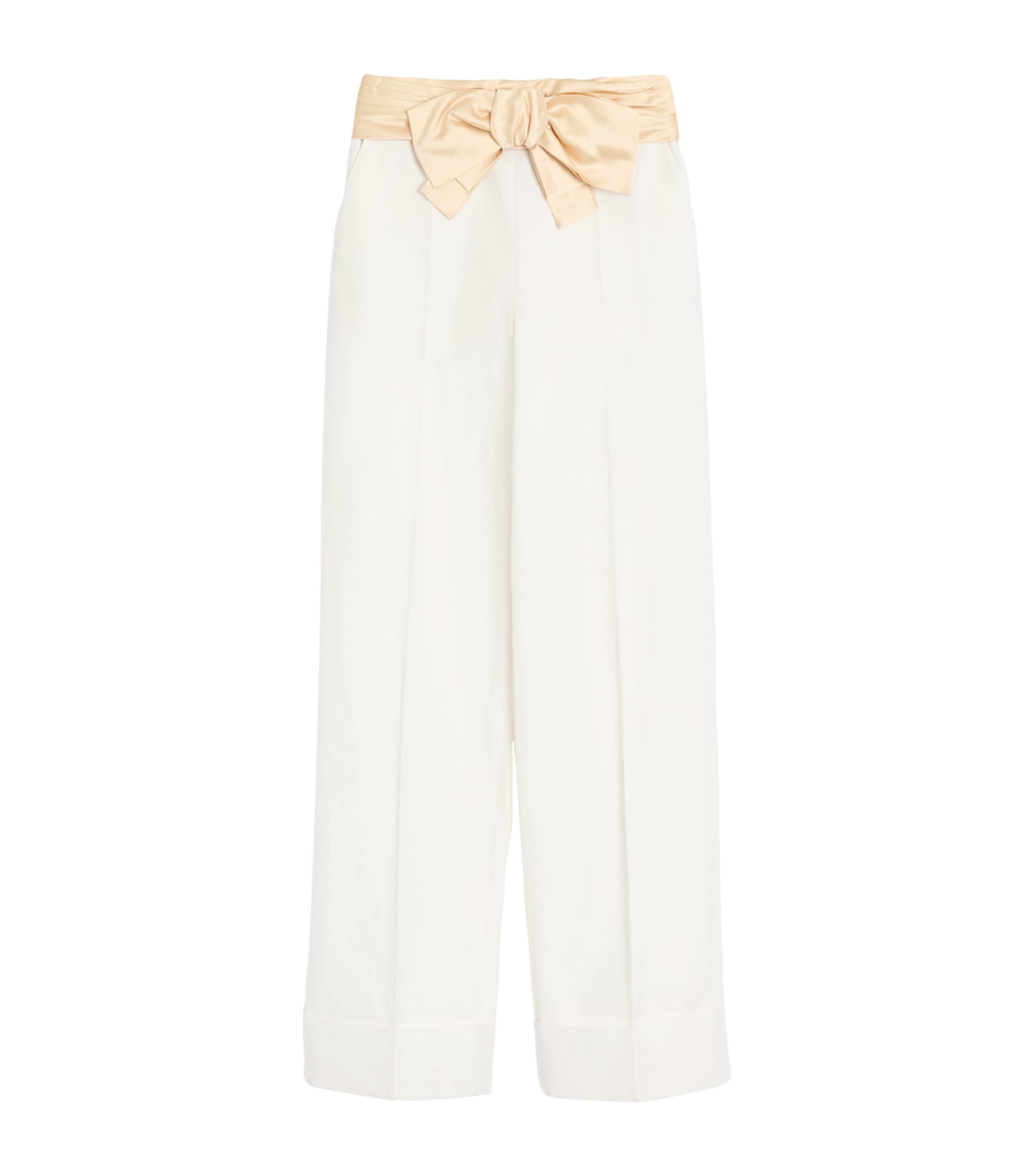 Valentino Cotton-linen Straight-leg Trousers