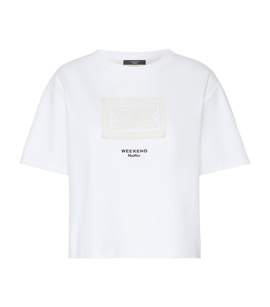 Weekend Max Mara Womens Cotton Lace Appliqué T-Shirt White Image 1