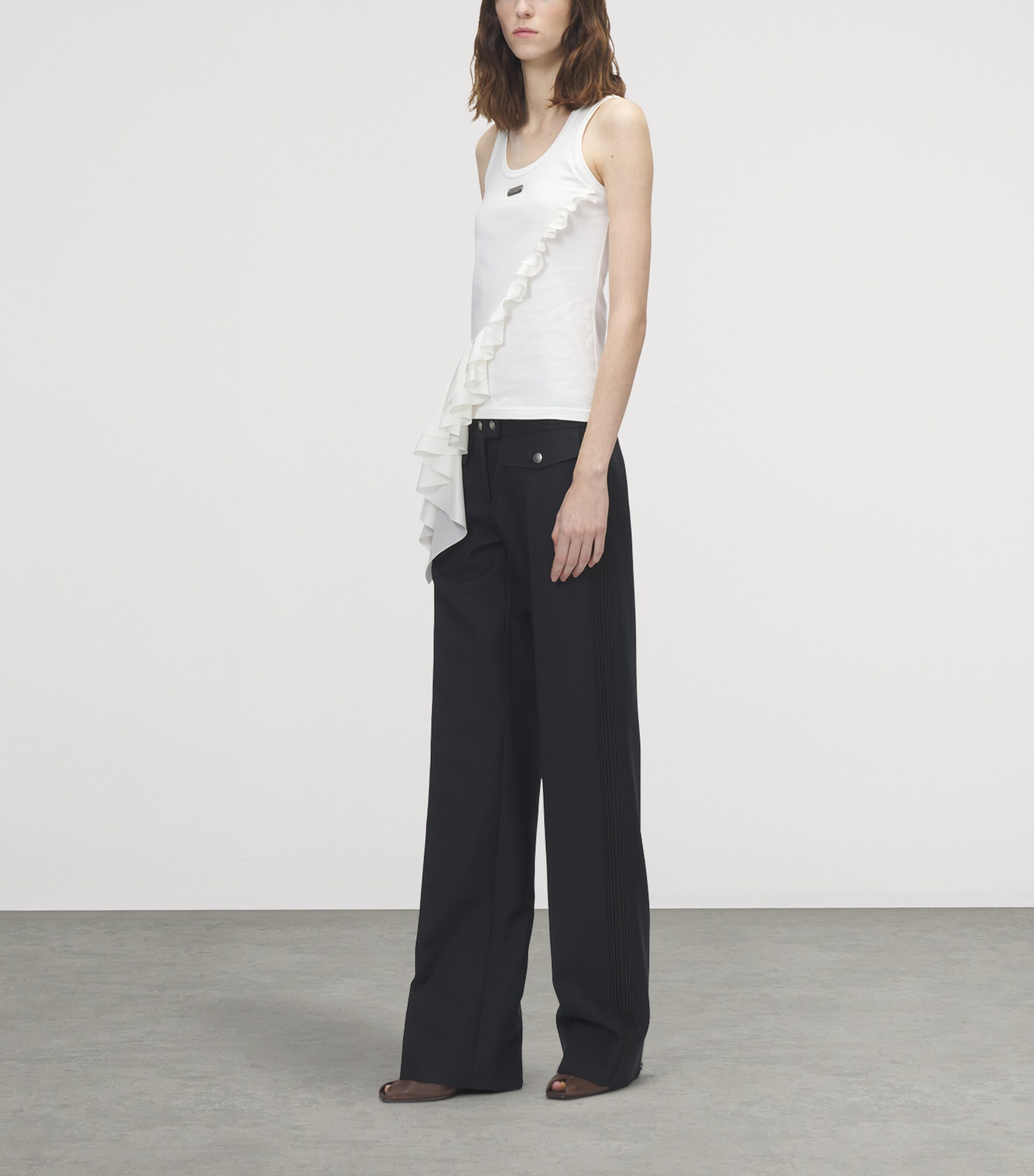 McQueen Womens Cotton Ruffled Tank Top Image 4