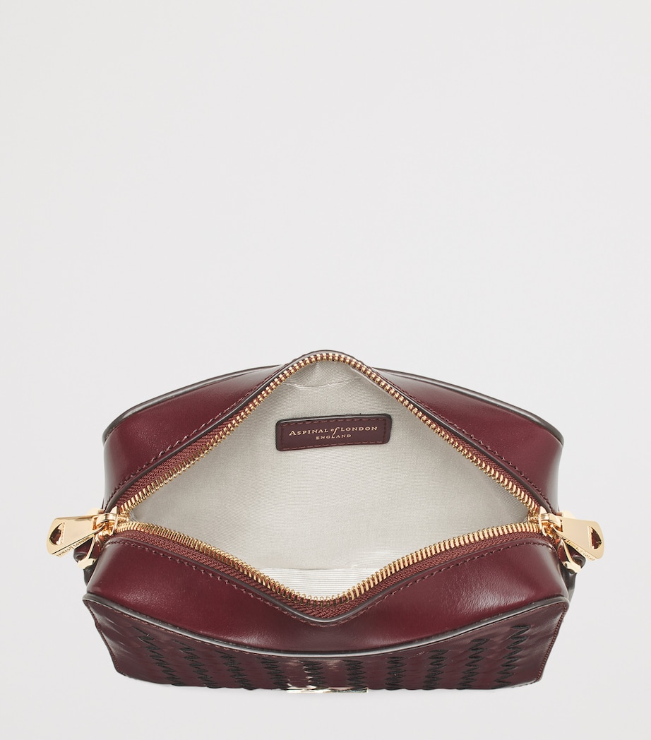Leather Slot Weave Camera Bag BURGUNDY Image 4