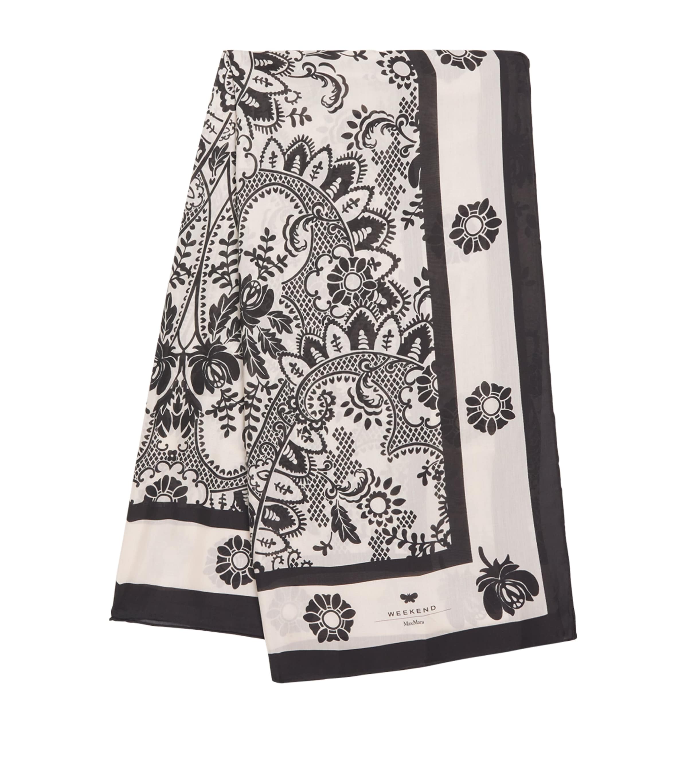 Weekend Max Mara Modal-silk Patterned Stole Scarf In Beige