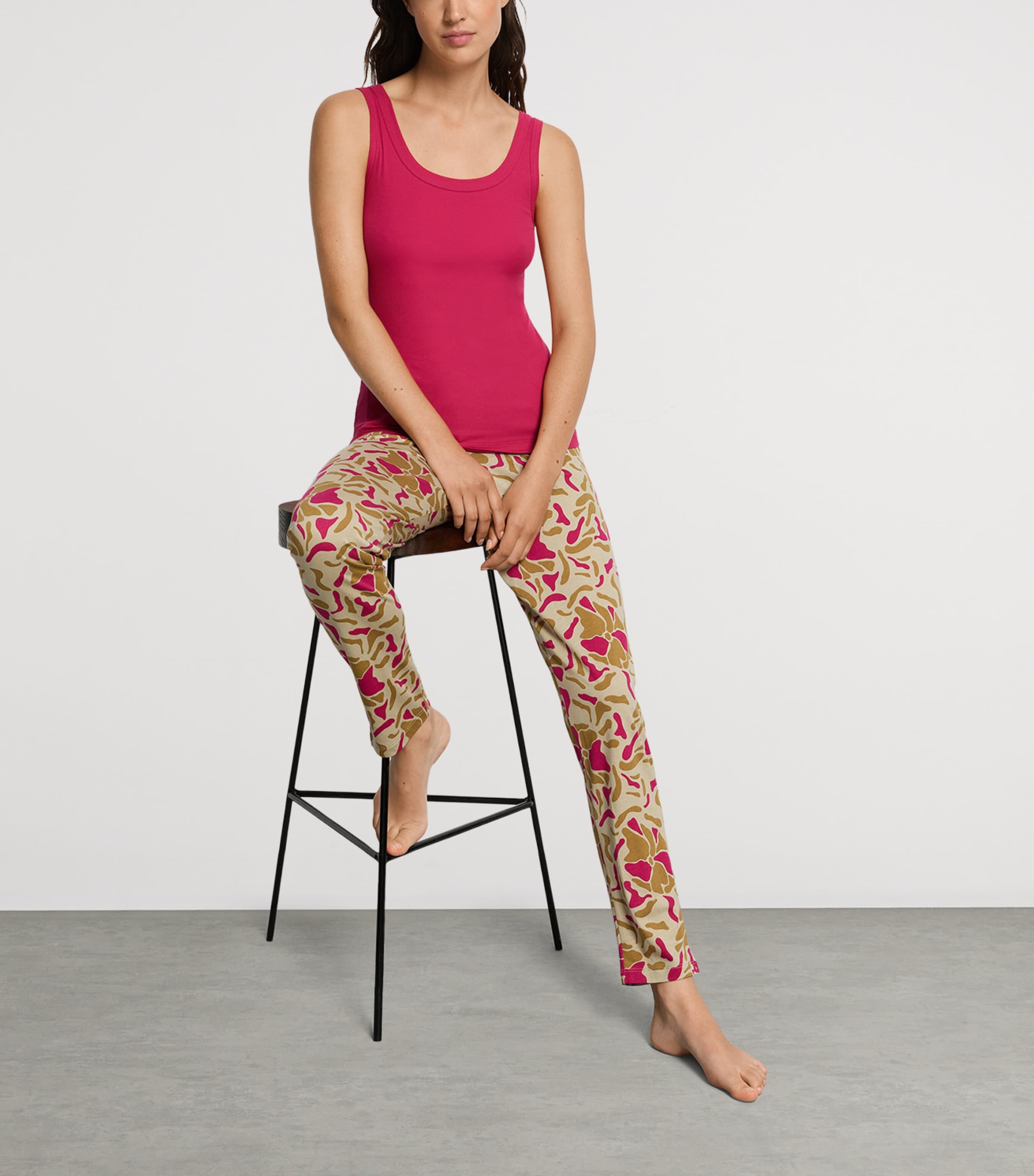 Cotton-Modal Printed Lounge Sweatpants ILLUSTRATED PETALS Image 4
