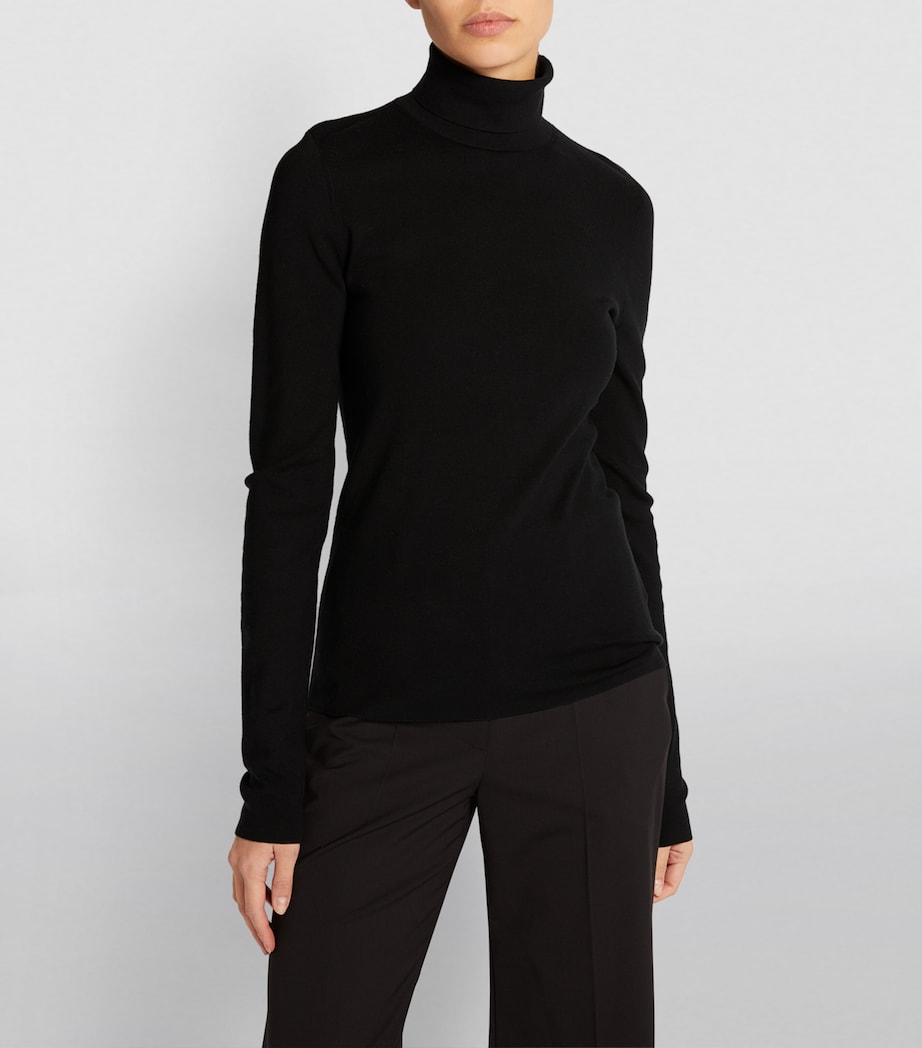 Silk Stretch High Neck Top BLACK Image 3