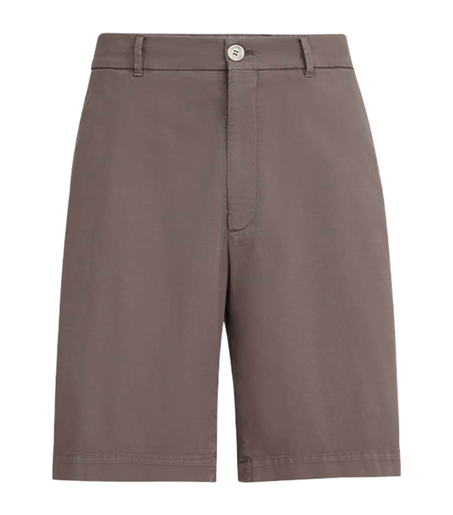 Brunello Cucinelli Mens Garment-Dyed Cotton Gabardine Bermuda Shorts Image 1