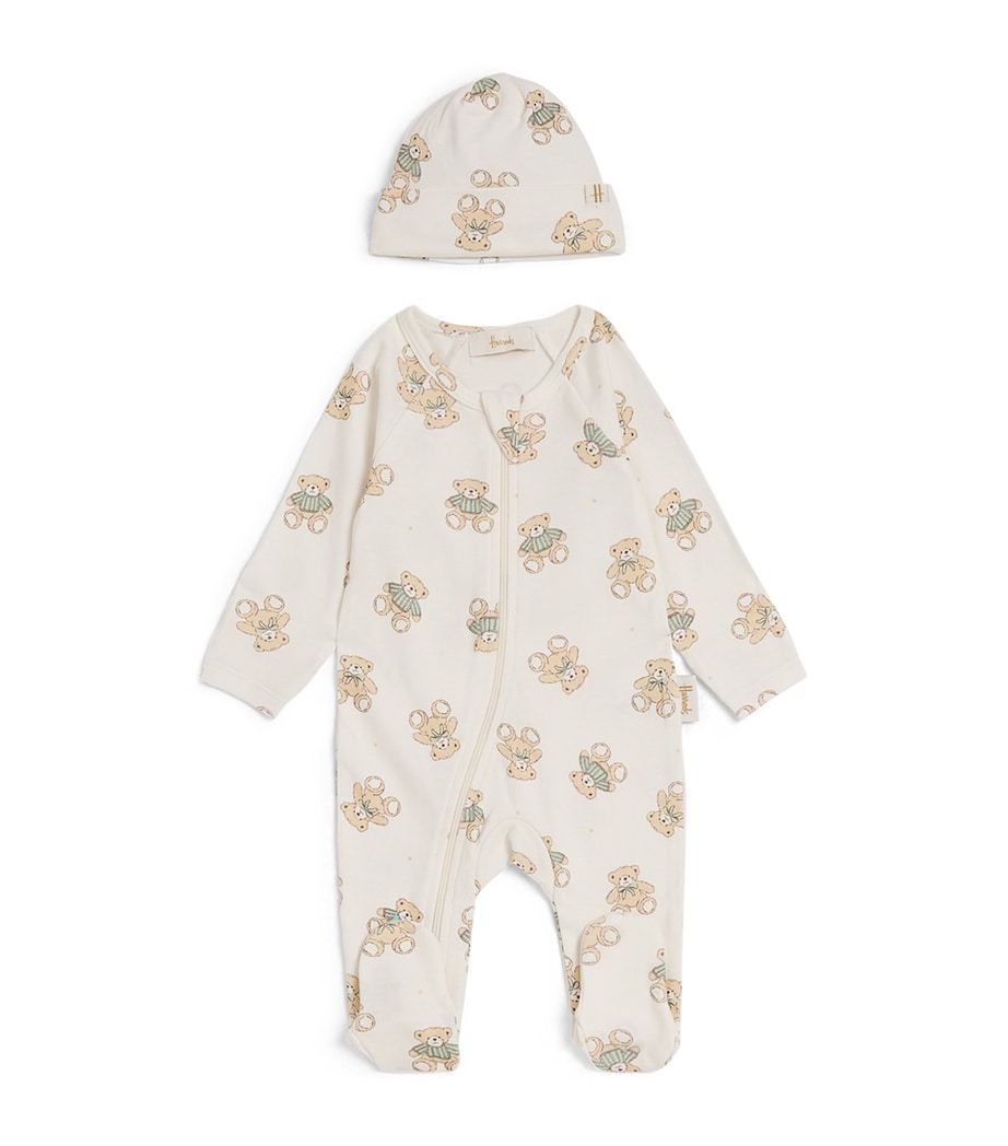 Harrods Henry Bear All-In-One and Hat Gift Set (0-18 Months) Ivory Image 1