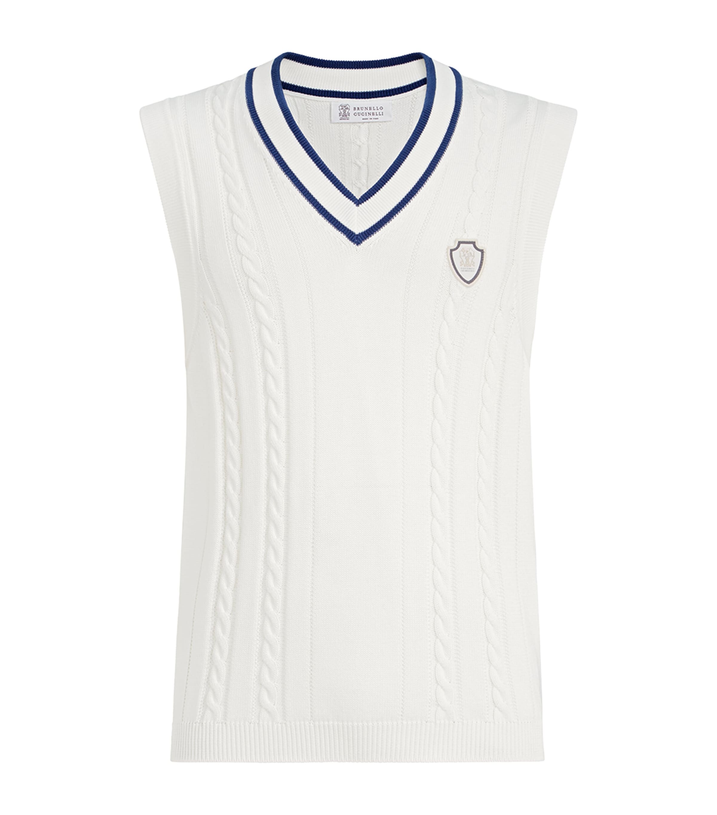 Brunello Cucinelli Mens Cotton Cable-Knit Sweater Vest Image 1