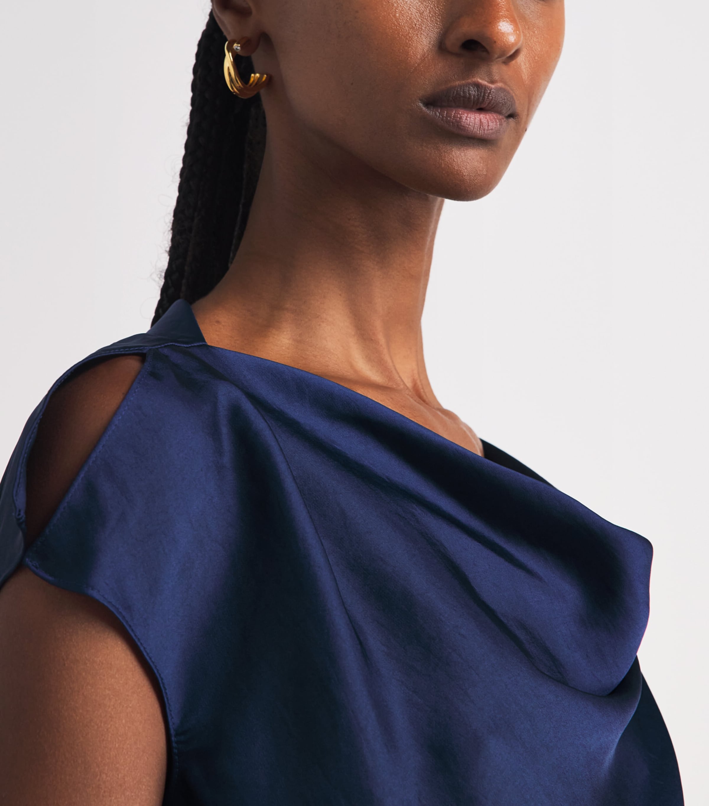 Theory Womens Crushed Satin Sleeveless Blouse Sapphire Navy Image 3