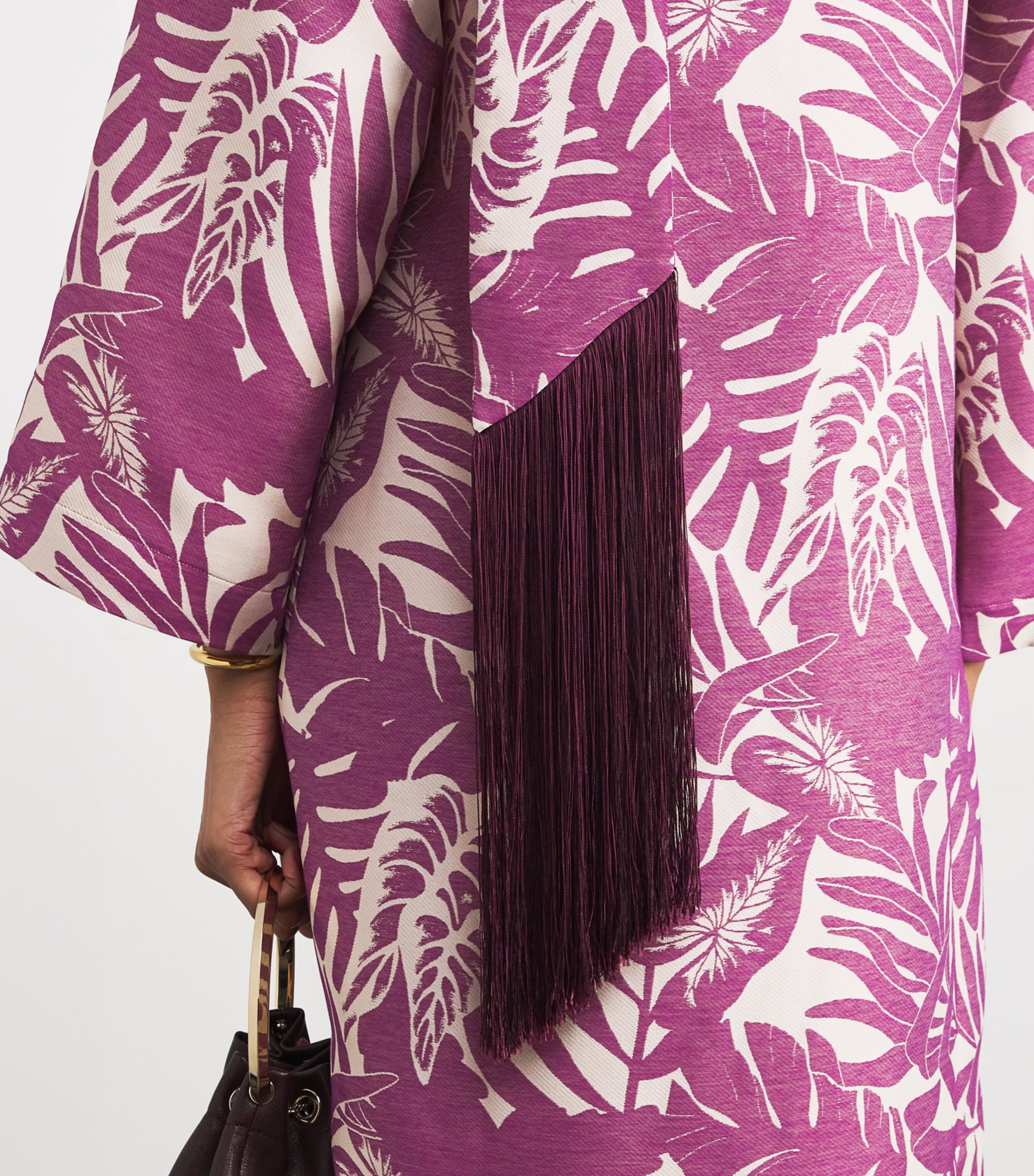 Flamingo Open-Collar Kaftan PLUM-ECRU Image 4