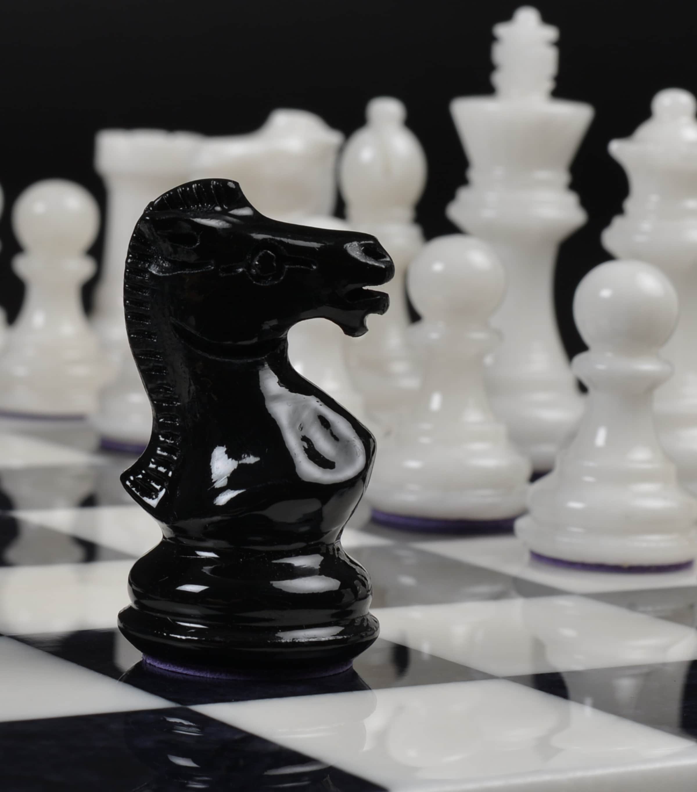 Stone Chess Set BLACK AND WHITE Image 2