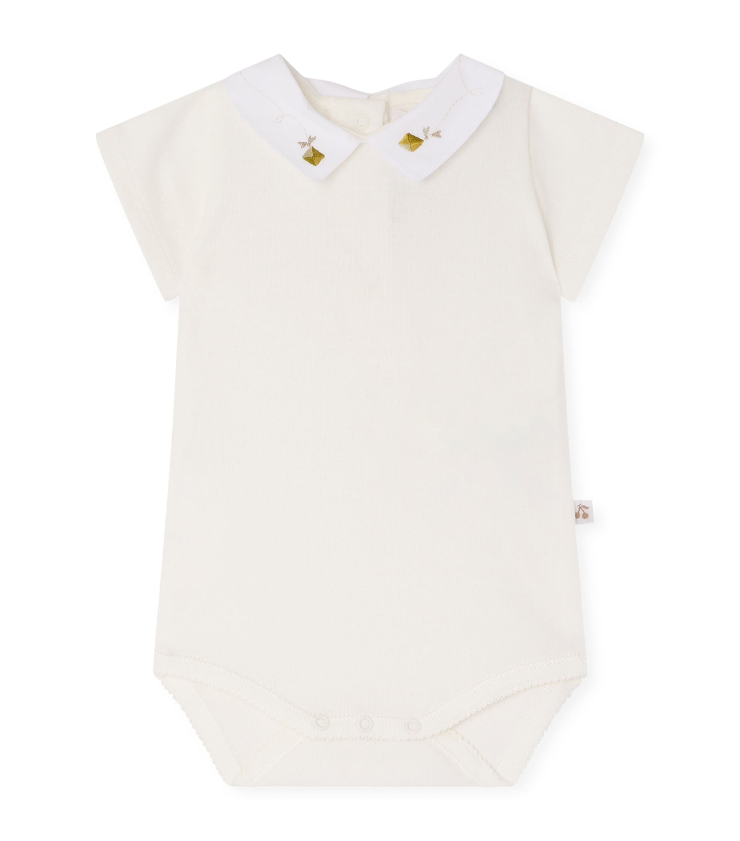 Bonpoint Cotton Embroidered Julliet Bodysuit (1-24 Months) Blanc Lait Image 1