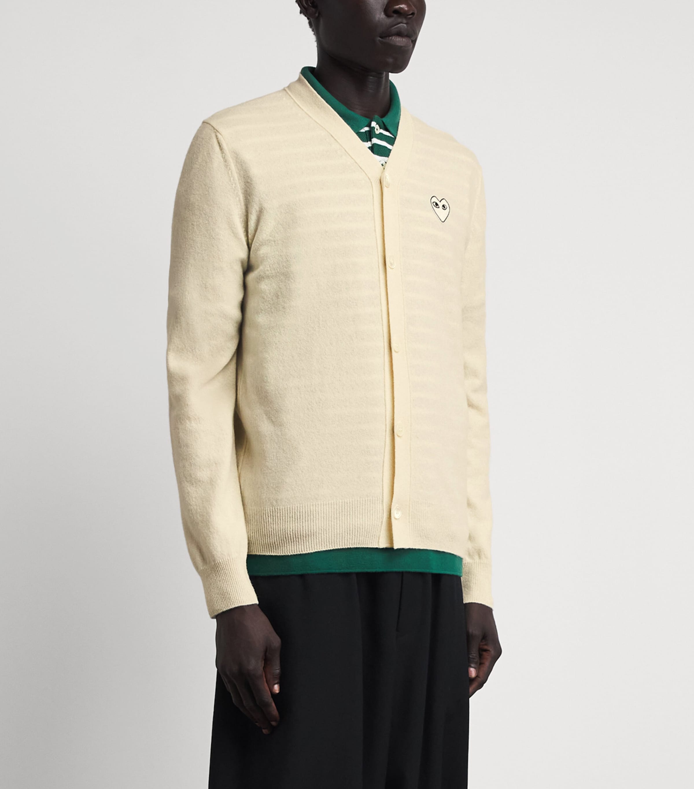 Comme Des Garçons Play Mens Wool Heart Cardigan Ivory Image 4