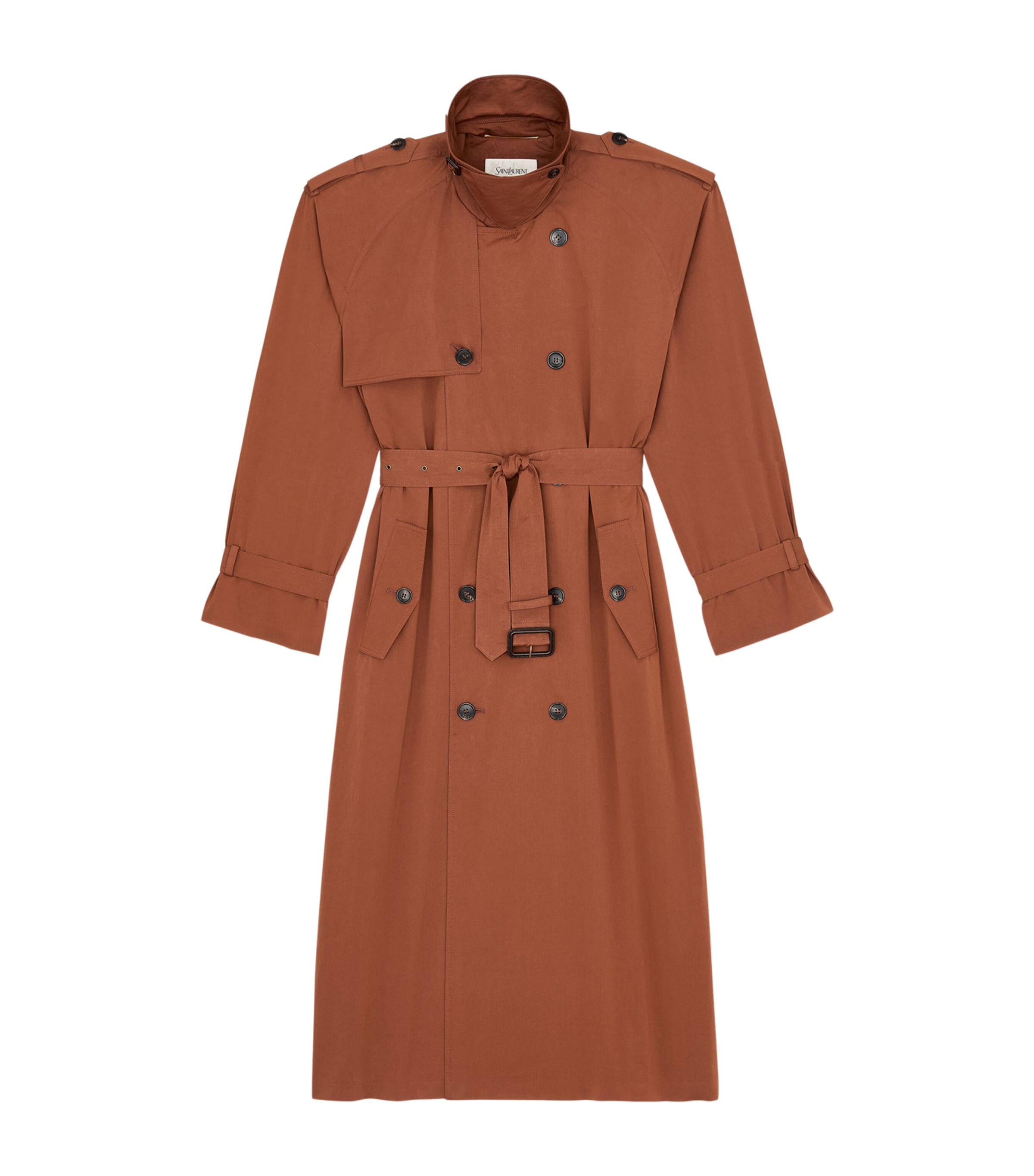 Saint Laurent Womens Cotton-Silk Oversized Trench Coat Image 3