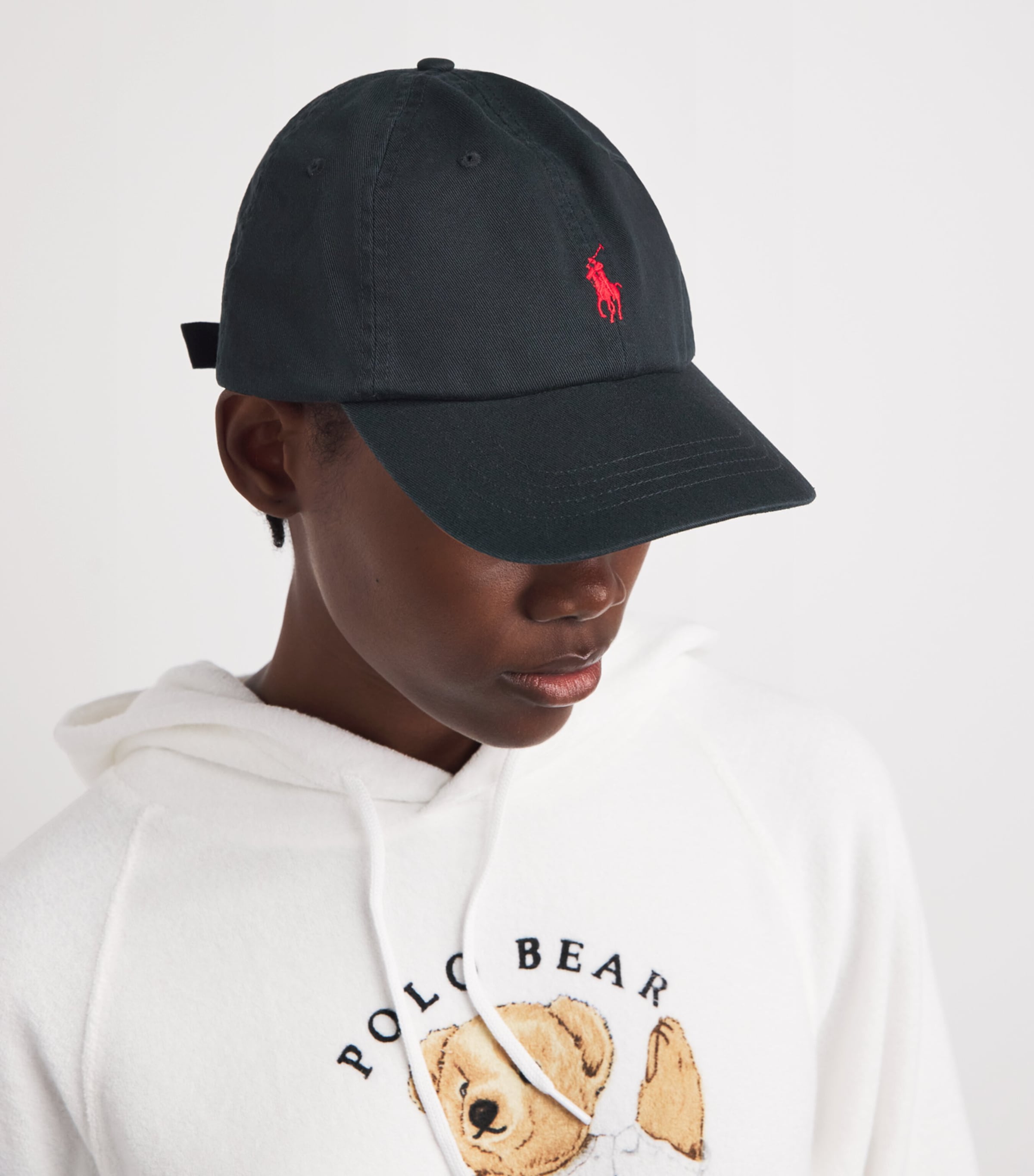 Polo Ralph Lauren Cotton Polo Pony Baseball Cap Polo Blk/ Rl Rd Image 4