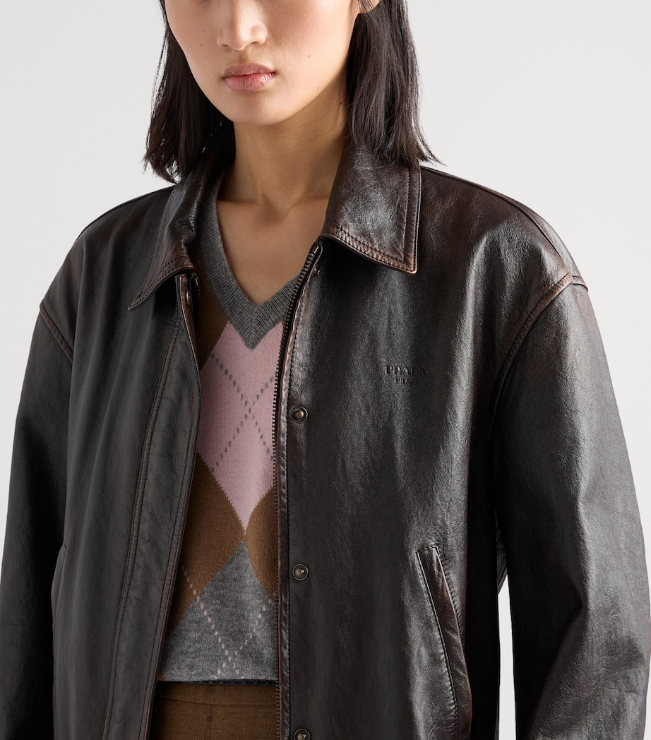 Prada Womens Cashmere Argyle V-Neck Sweater Grey Image 3
