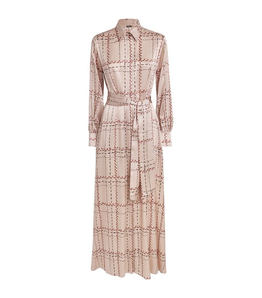 Kiton Womens Silk Belted Maxi Shirt Dress Powder Pink Image 1
