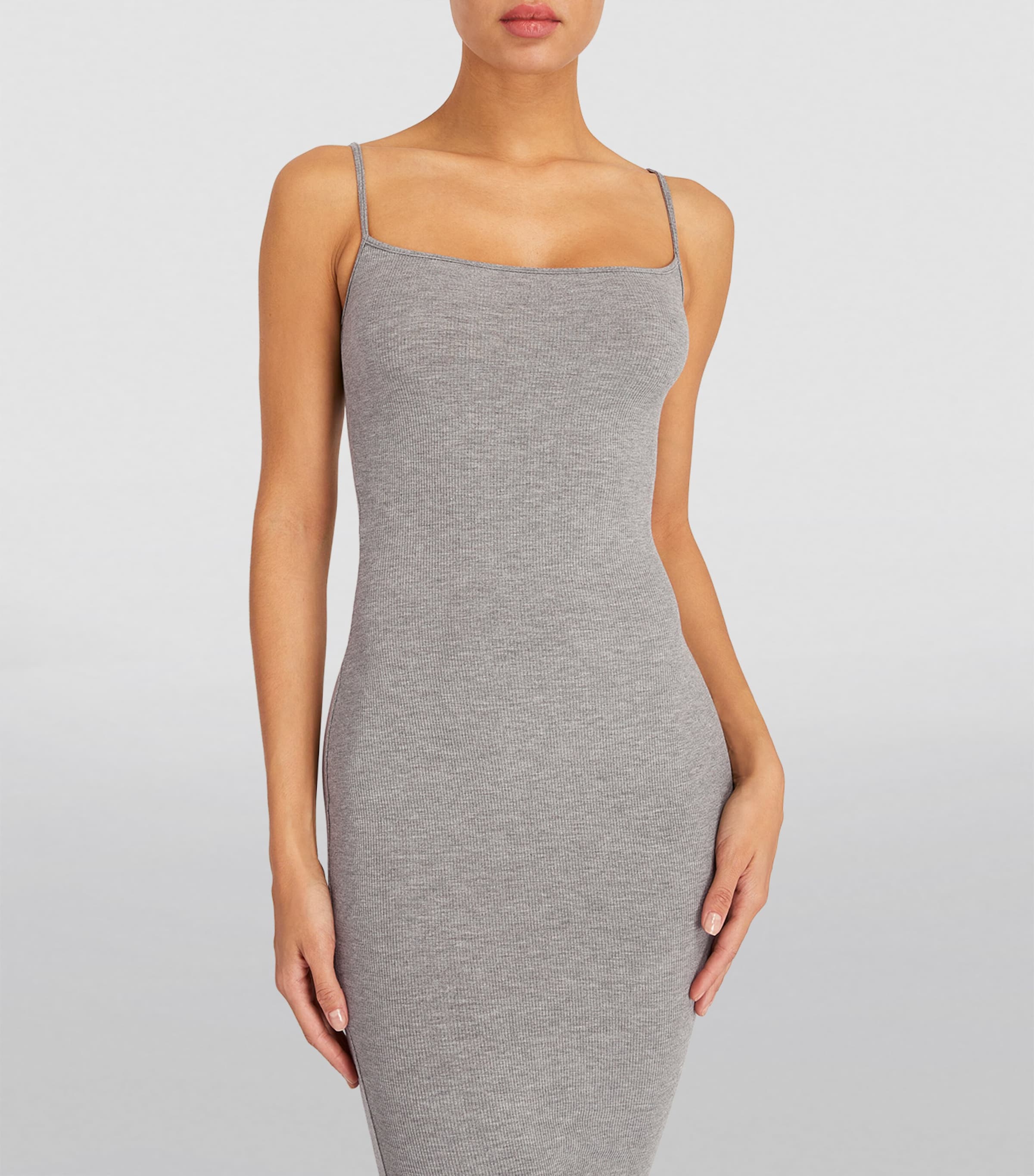 Skims Grey Soft Lounge Long Slip Dress | Harrods US Skims Grey Soft Lounge Long Slip Dress | Harrods US