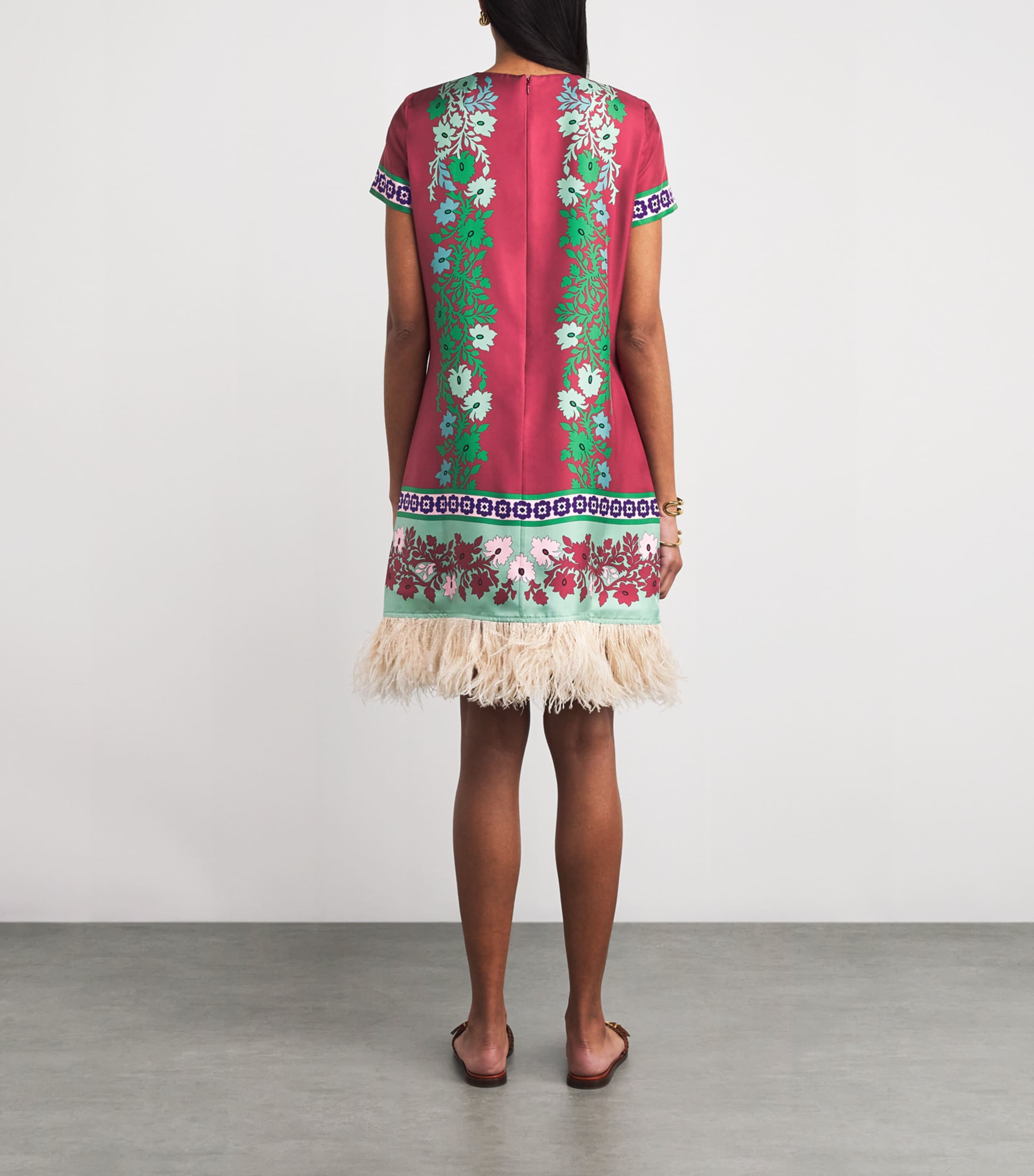 Silk Ostrich Feather Mini Swing Dress RE01REGALIA PLACEE Image 3