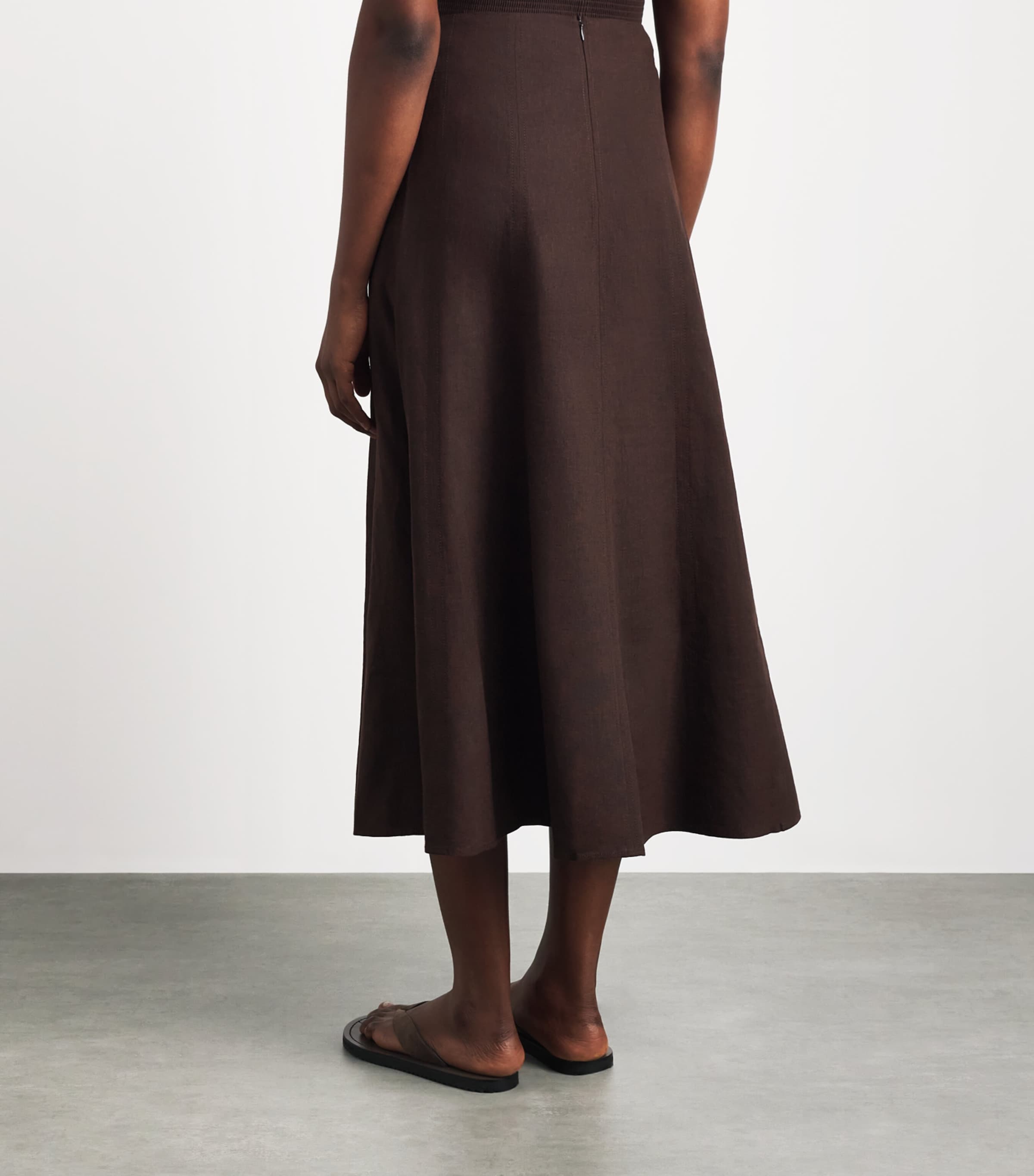 ME+EM Womens Linen-Blend Maxi Skirt Cocoa Brown Image 5