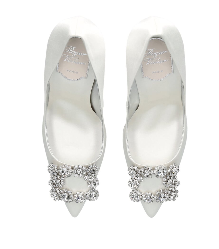 Satin Flower Strass Buckle Pumps 100 WHITE Image 4