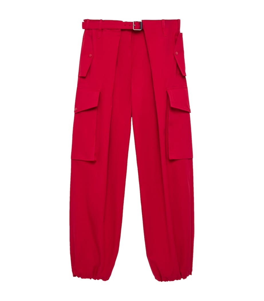 LOEWE Cotton-Silk Cargo Trousers Red Image 1