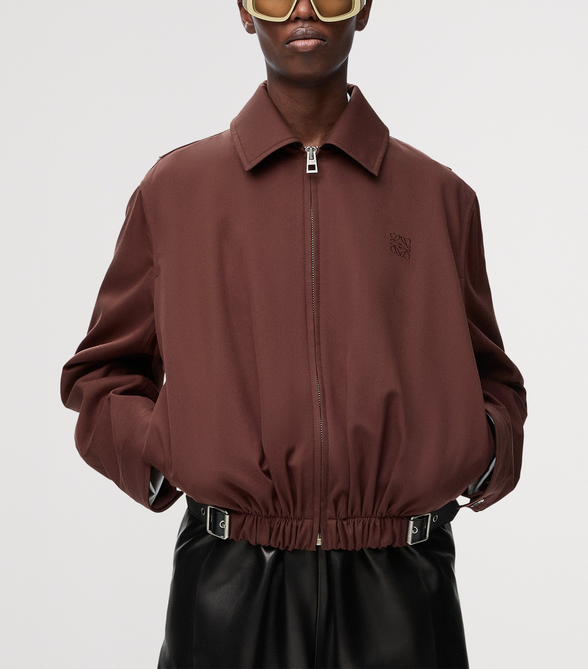 LOEWE Womens Cotton-Silk Buckled Shirt Jacket Coffee Image 3