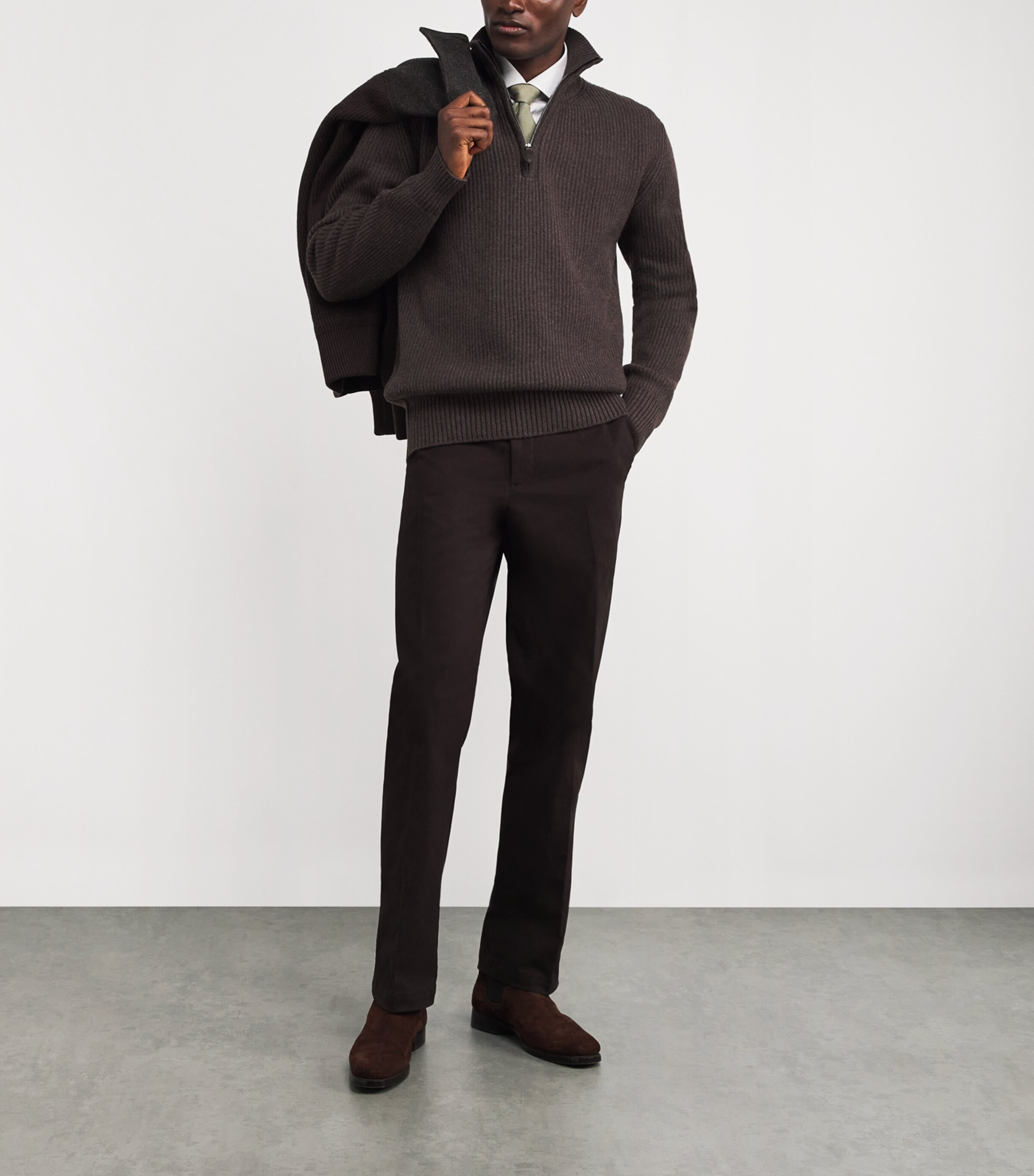 Wool-Cashmere Quarter-Zip Clifford Sweater PEPPERCORN Image 2