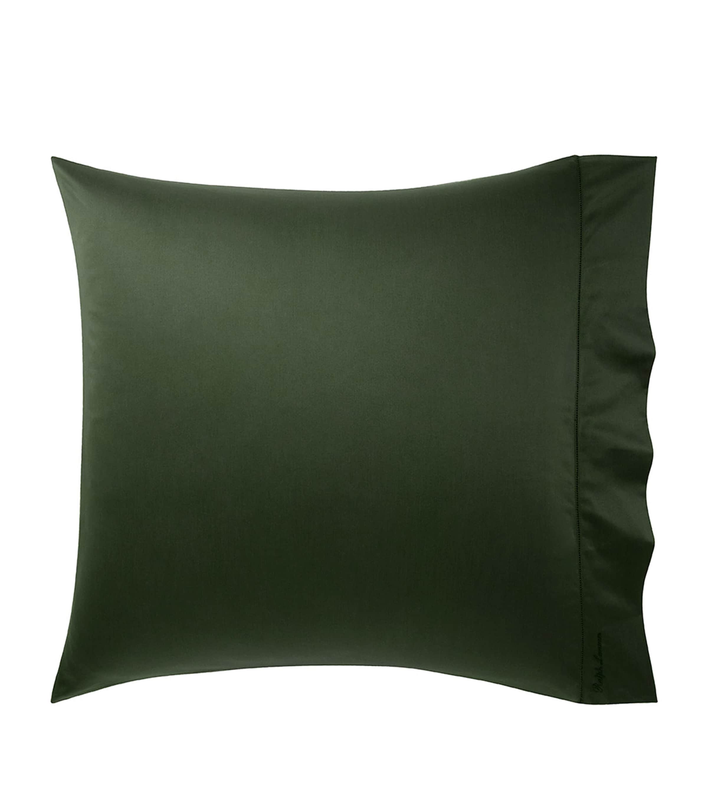 Ralph Lauren Home Cotton RL624 Square Pillowcase Pair (65cm x 65cm) Dkgreen Image 1