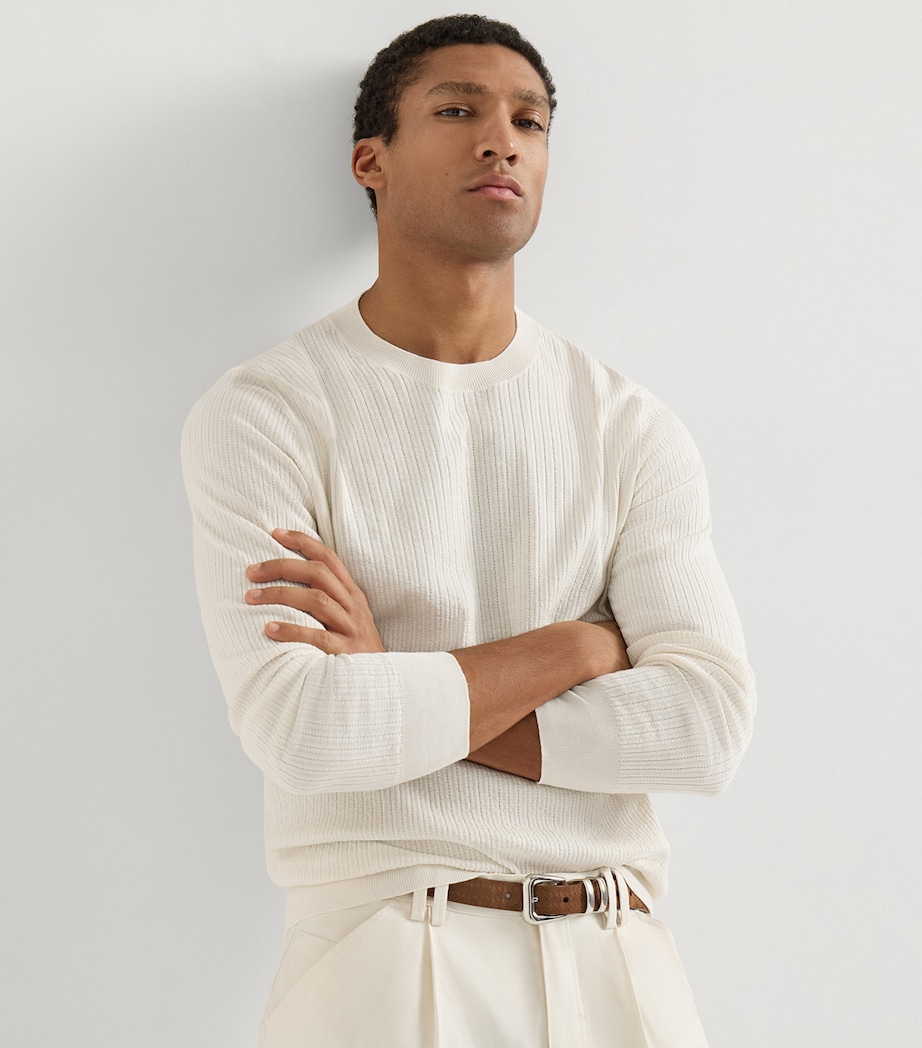 Brunello Cucinelli Mens Cotton Ribbed Sweater Image 4