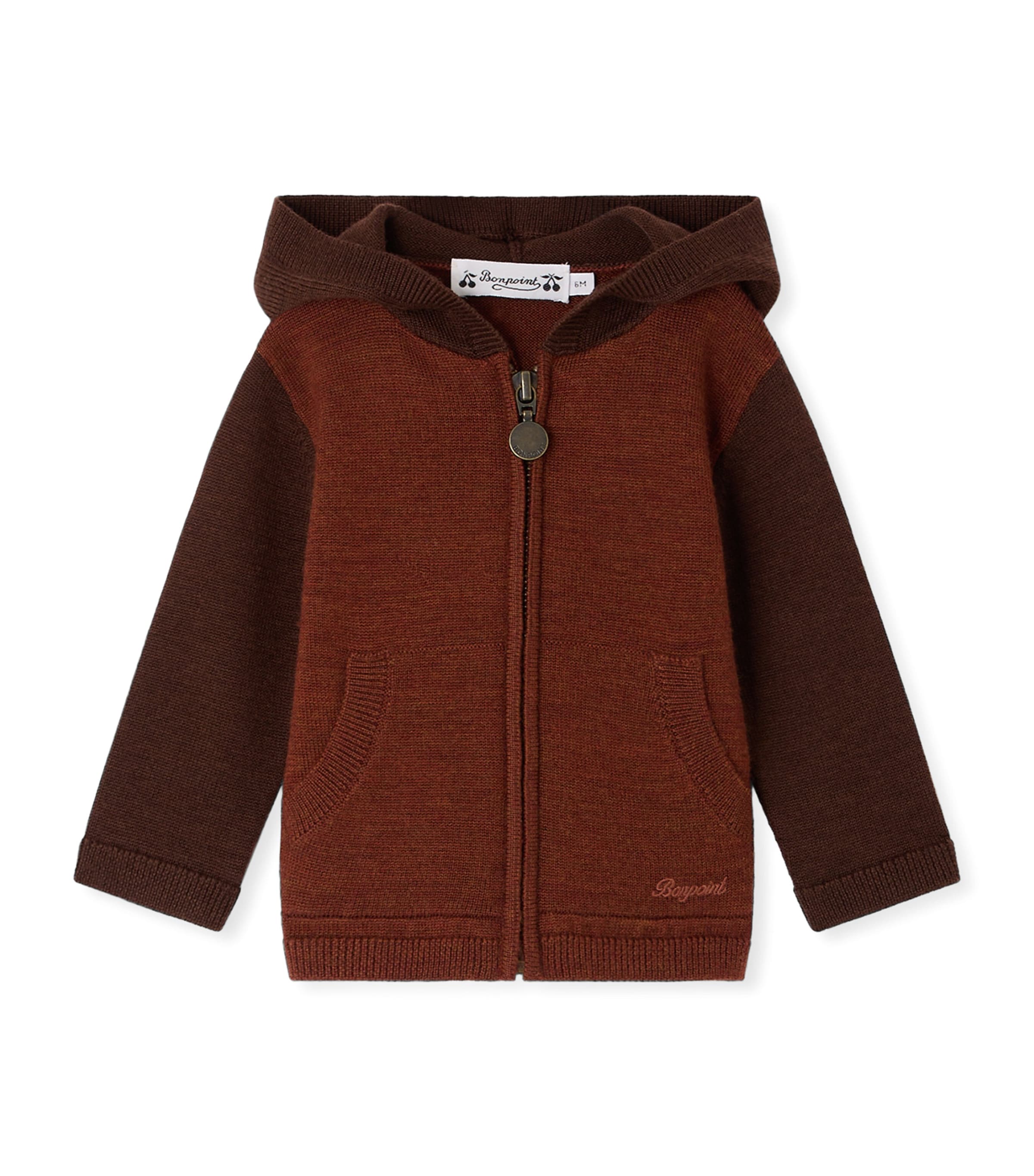 Bonpoint Wool Zip-Up Hoodie (6-18 Months) Praline Image 1
