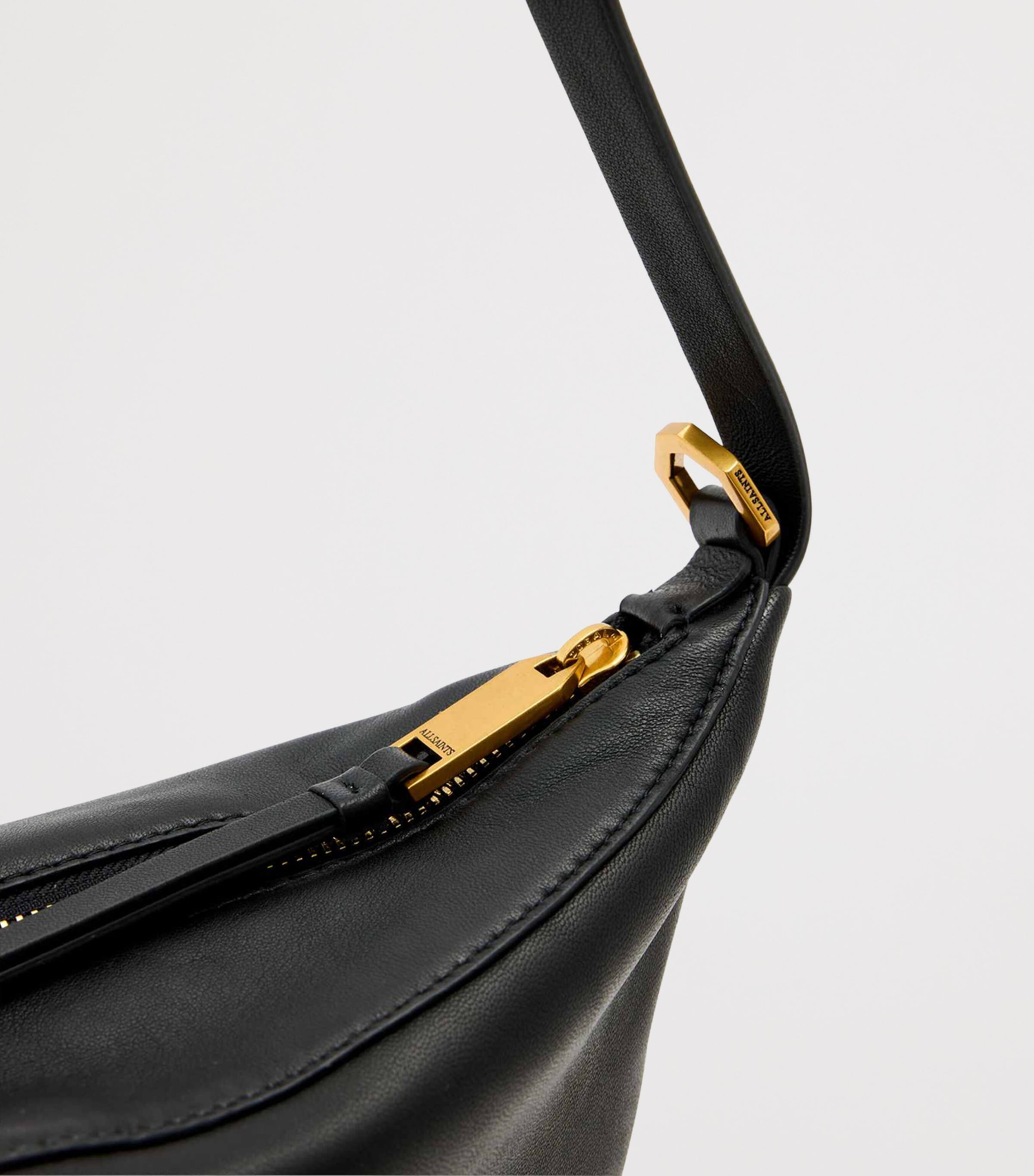 AllSaints Micro Leather Luna Shoulder Bag Black Image 5