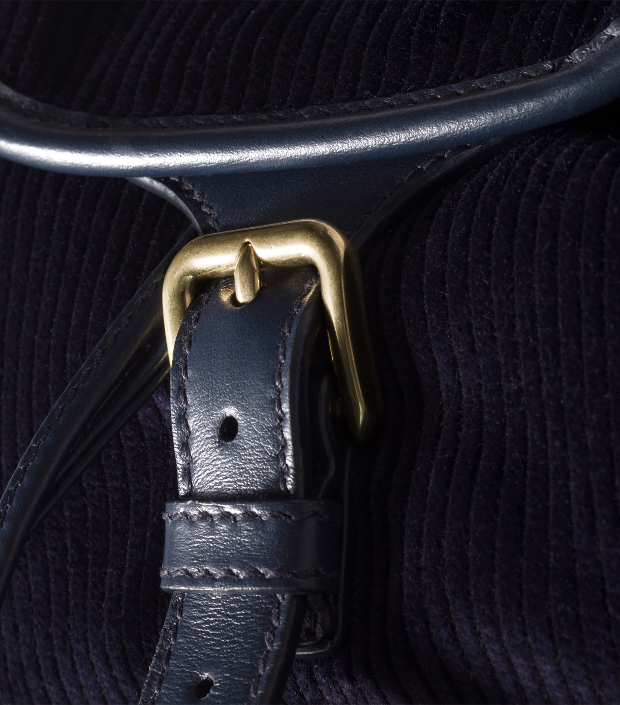 Large Corduroy Leather-Trim Backpack F0124 Image 7