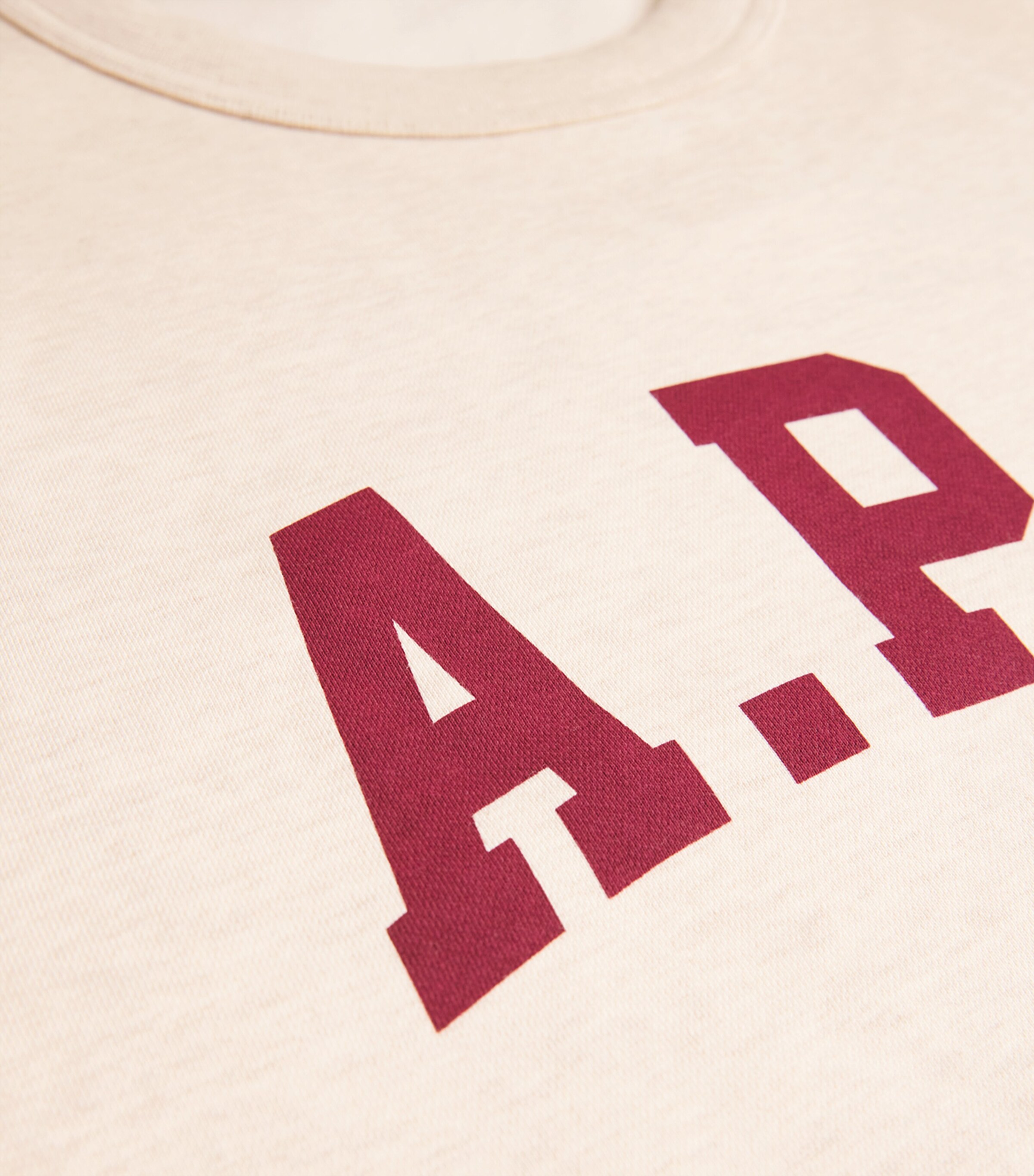 A.P.C. Mens Cotton Varsity Logo Sweatshirt Ecru Chine / Rouge Image 5