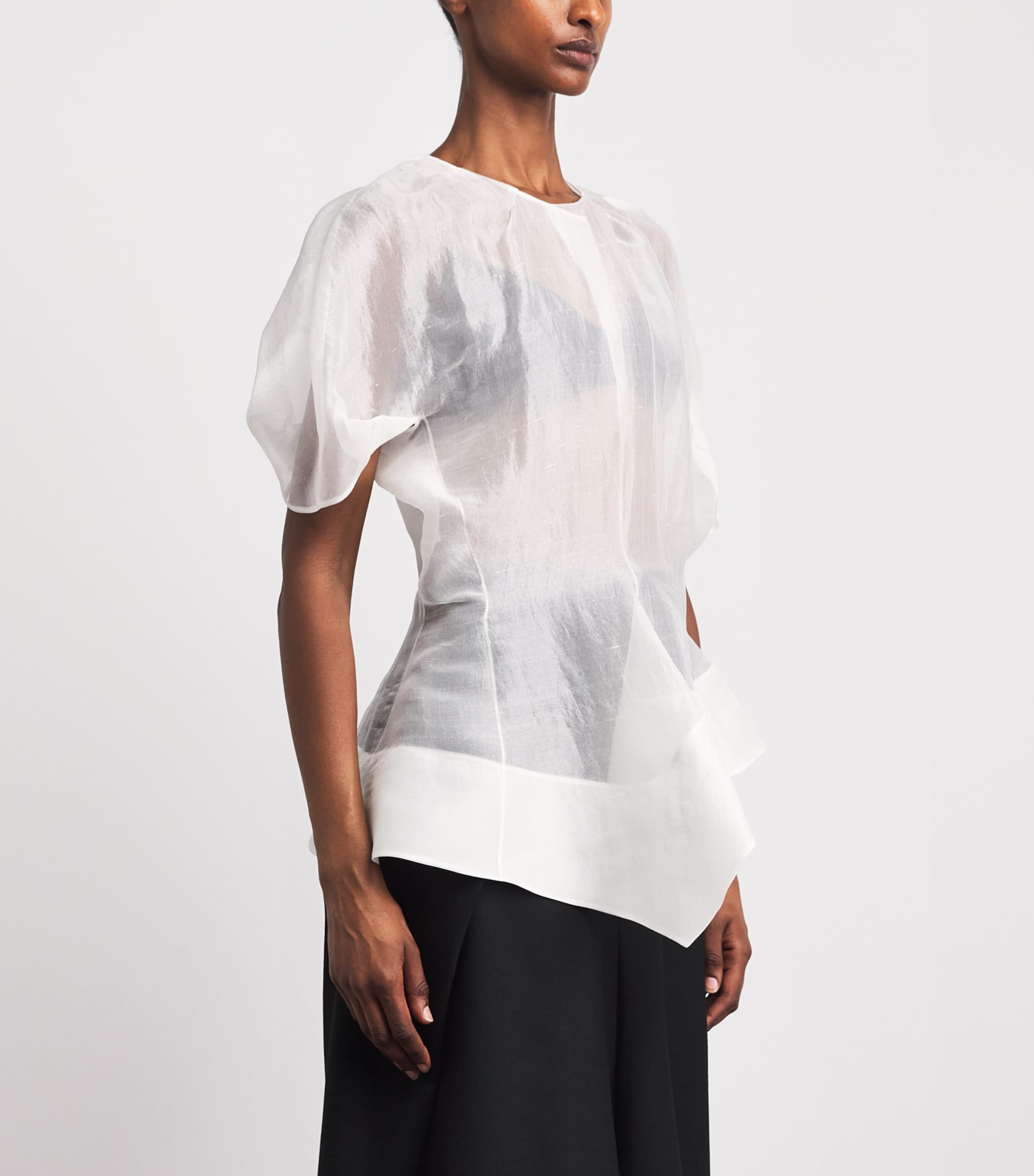 Khaite Womens Silk Asymmetric Rumi Blouse Chalk Image 4
