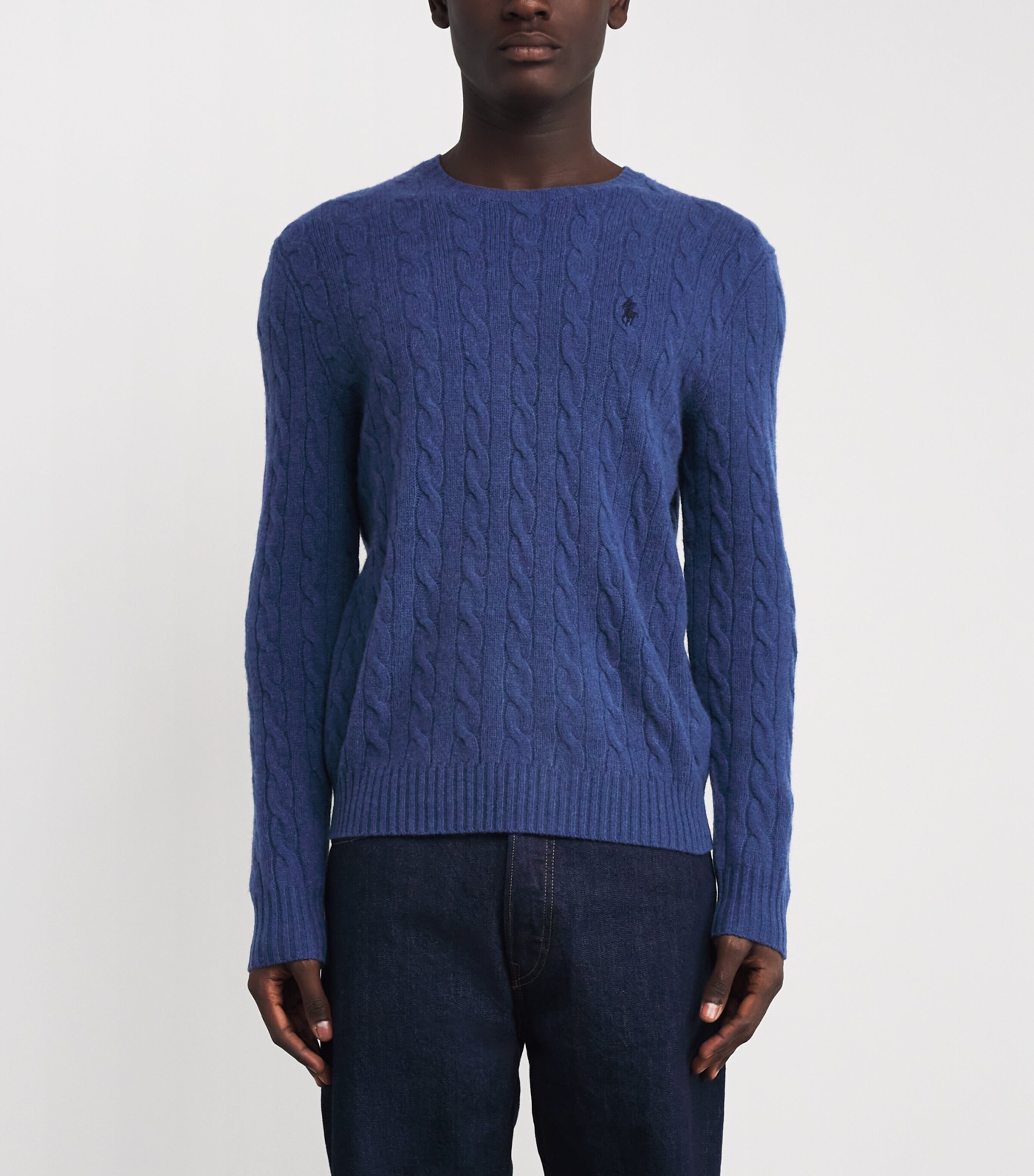 Polo Ralph Lauren Mens Wool-Cashmere Cable-Knit Sweater Navy Image 3