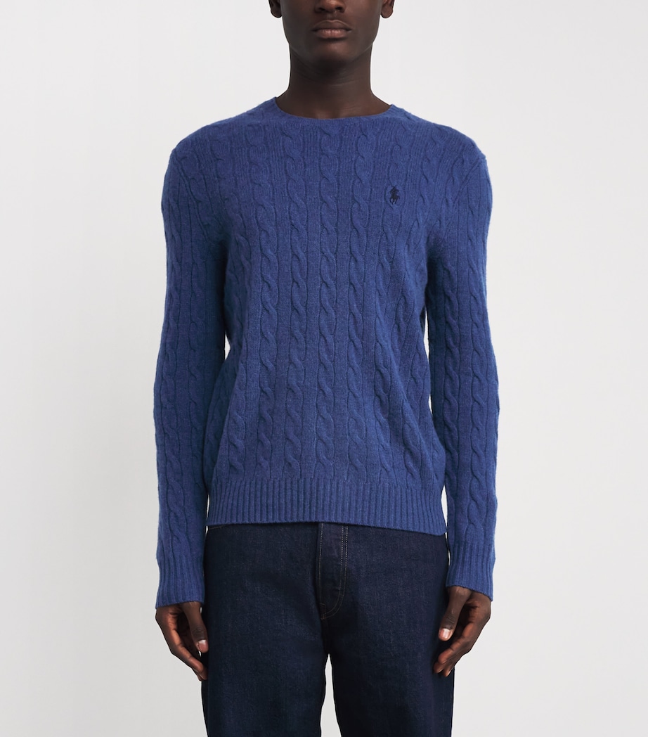 Wool-Cashmere Cable-Knit Sweater NAVY Image 3