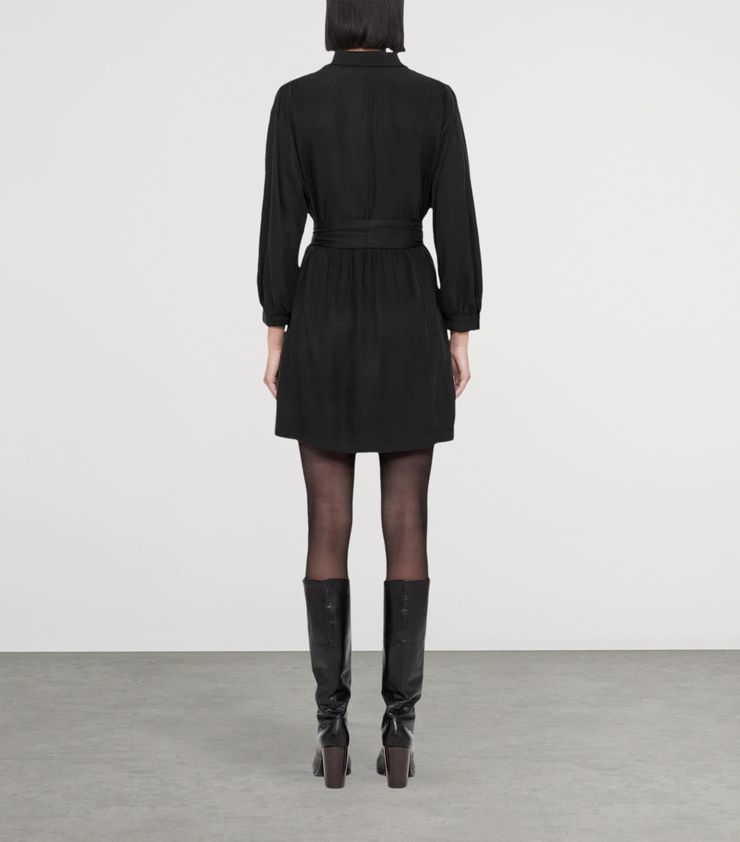 AllSaints Womens Noora Shirt Dress Washed Black Image 7