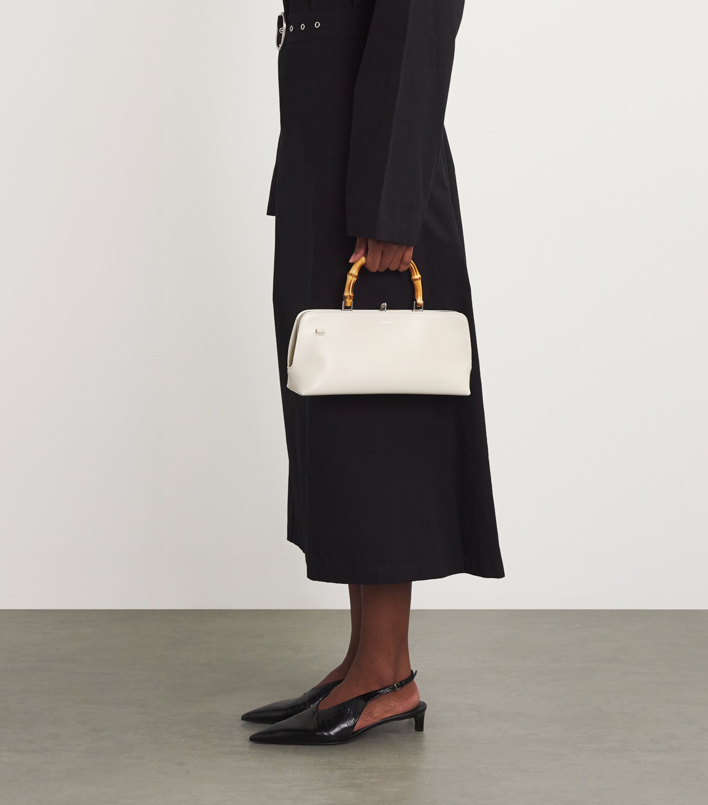 Jil Sander White Small Leather Goji Bamboo Top-Handle Bag Jil Sander White Small Leather Goji Bamboo Top-Handle Bag