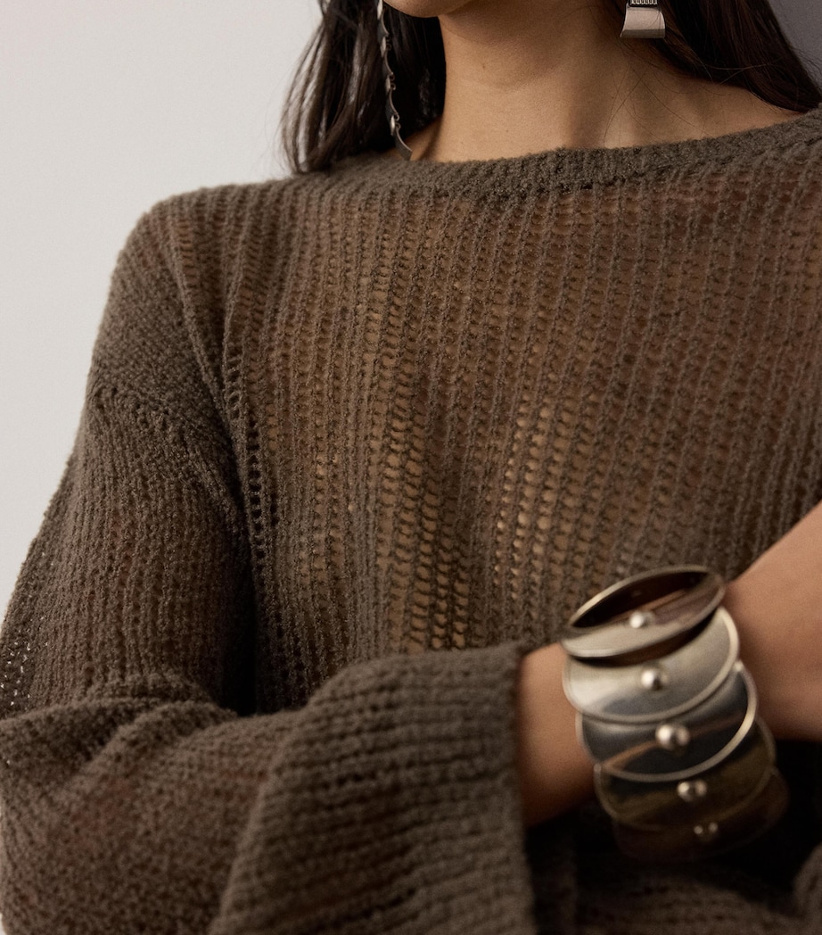 Ralph Lauren Collection Womens Bouclé Cashmere-Blend Boatneck Sweater Portobello Image 4