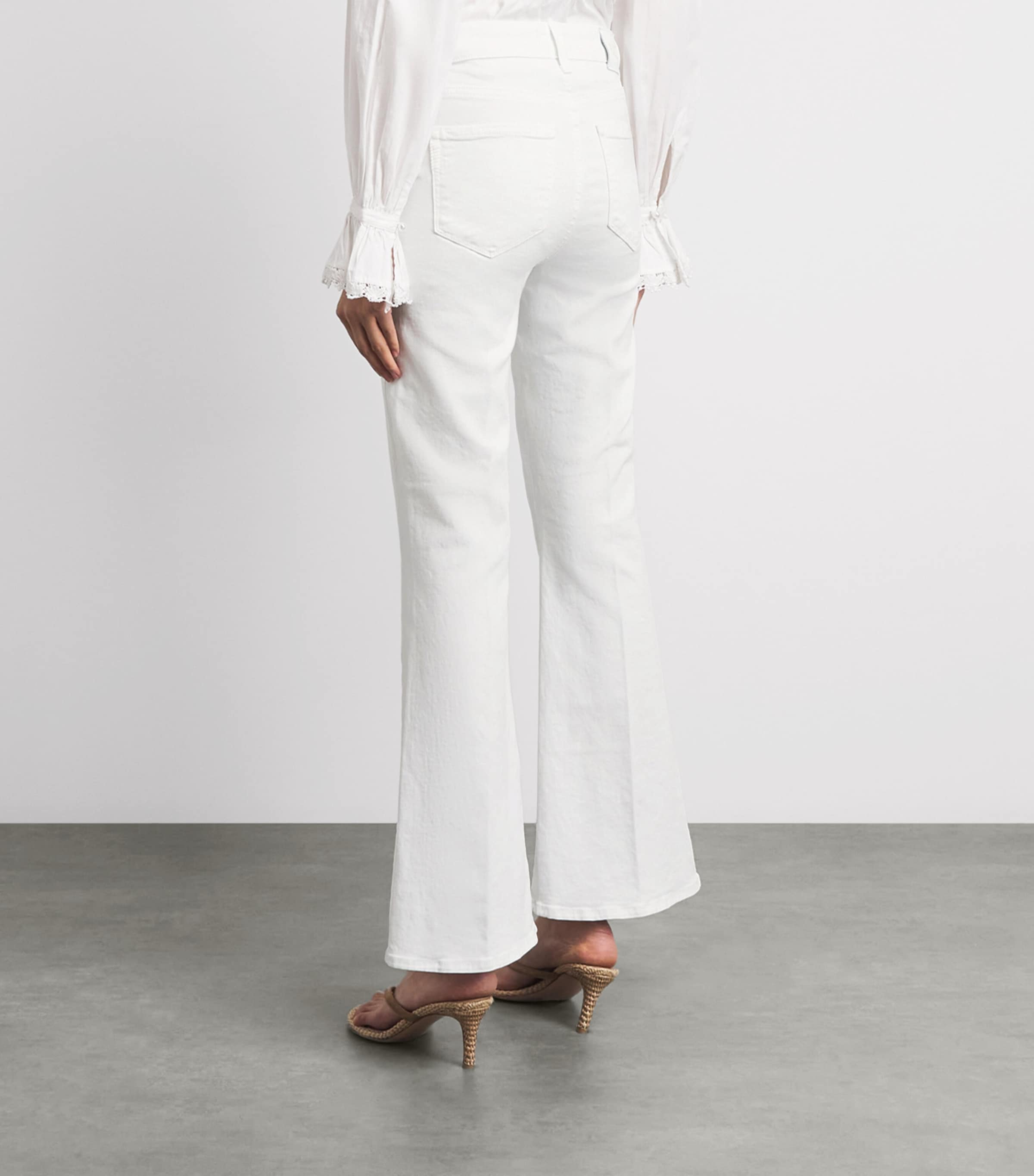 PAIGE Womens Marlow Skimmer High-Rise Flared Jeans Crisp White Image 5