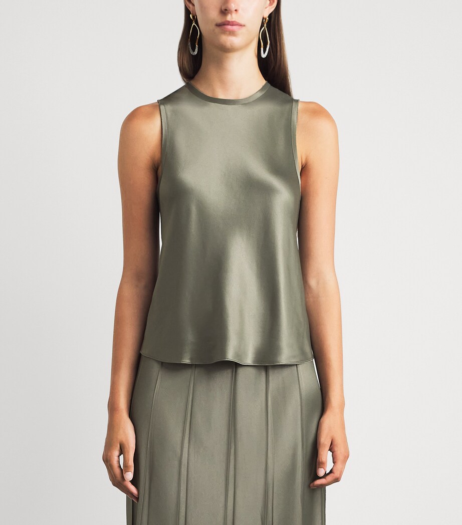 Vince Womens Satin Sleeveless Top Pine Grove Image 4