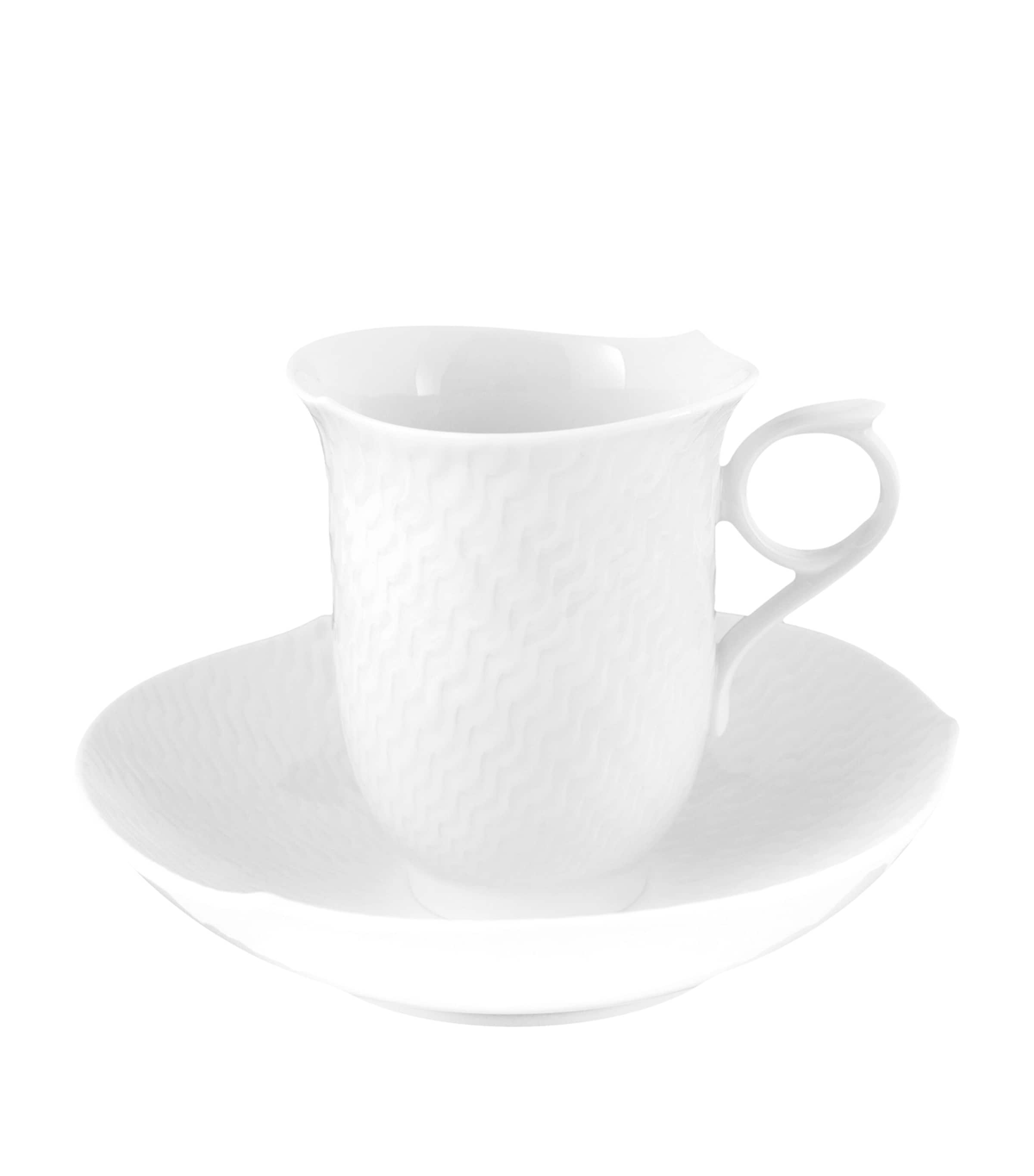 Meissen Wave Relief Coffee Cup and Saucer White Image 2