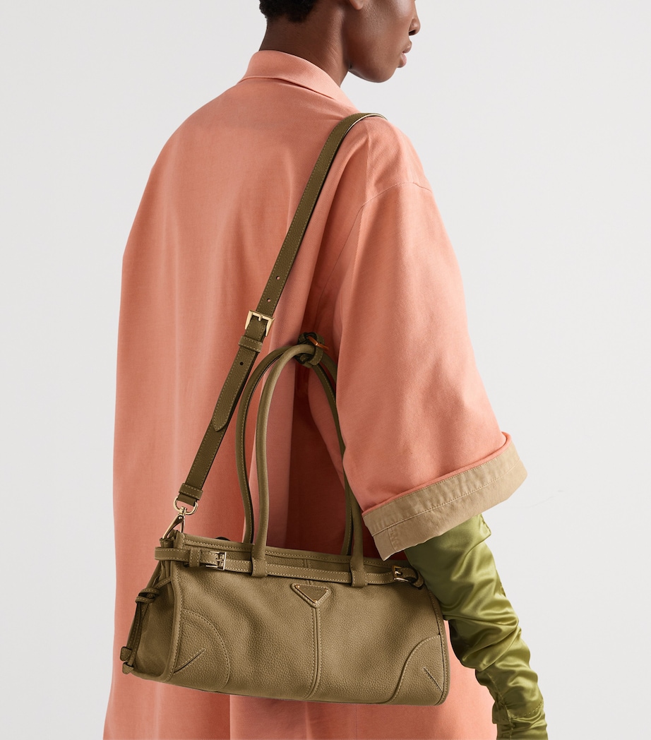 Prada Medium Nubuck Leather Bonnie Shoulder Bag Neutral Image 3